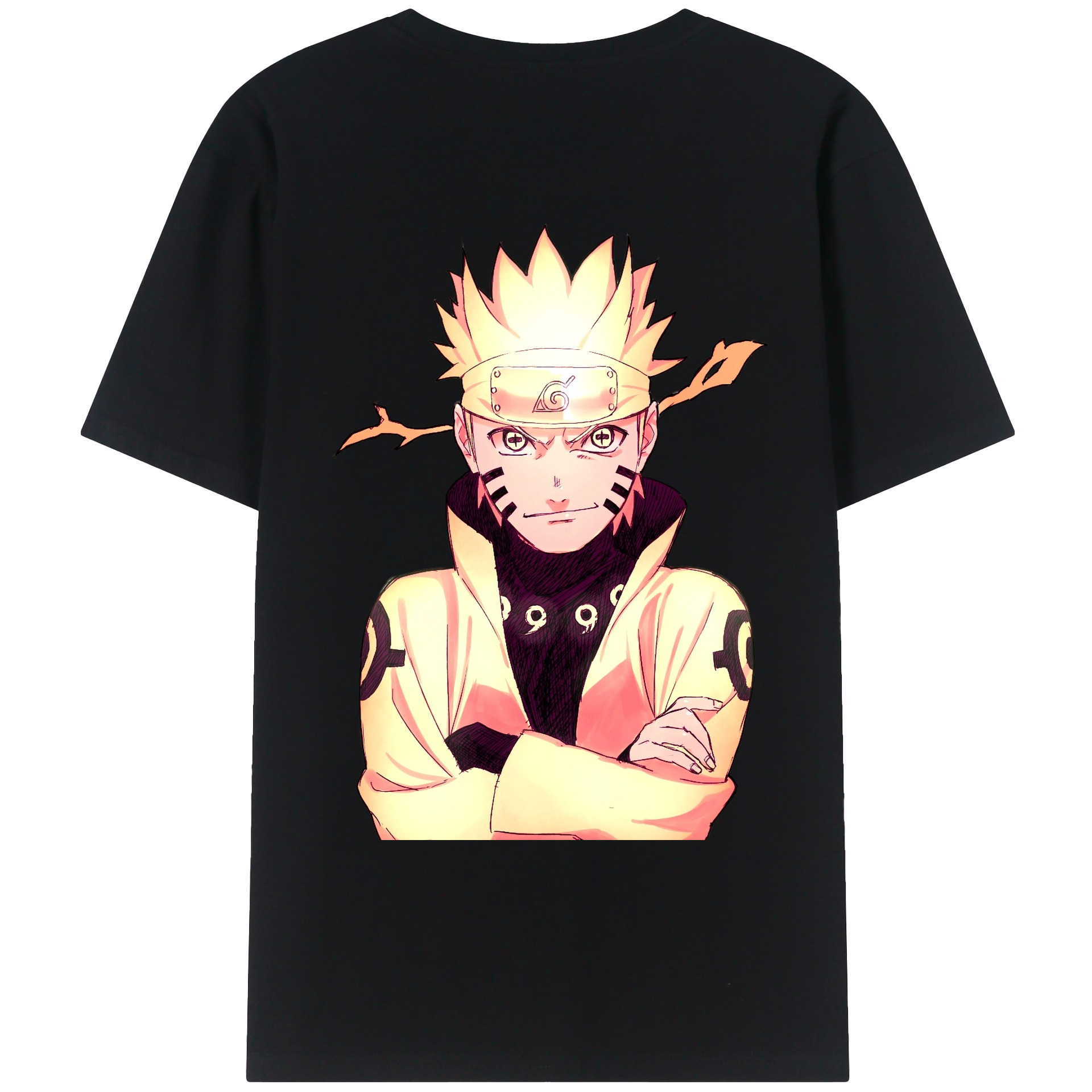 （画像用） NARUTO -ナルト- うずまき ナルト Uzumaki Naruto 綿100％ メンズ半袖Tシャツ（バックプリント） 通気性