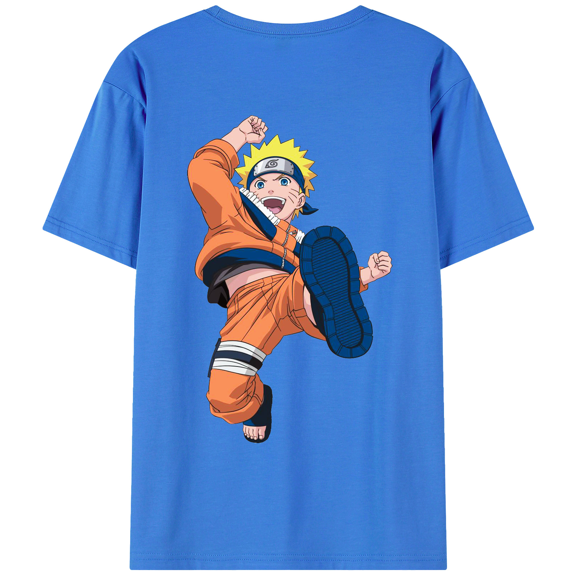（画像用） NARUTO -ナルト- うずまき ナルト Uzumaki Naruto 綿100％ メンズ半袖Tシャツ（バックプリント） 通気性