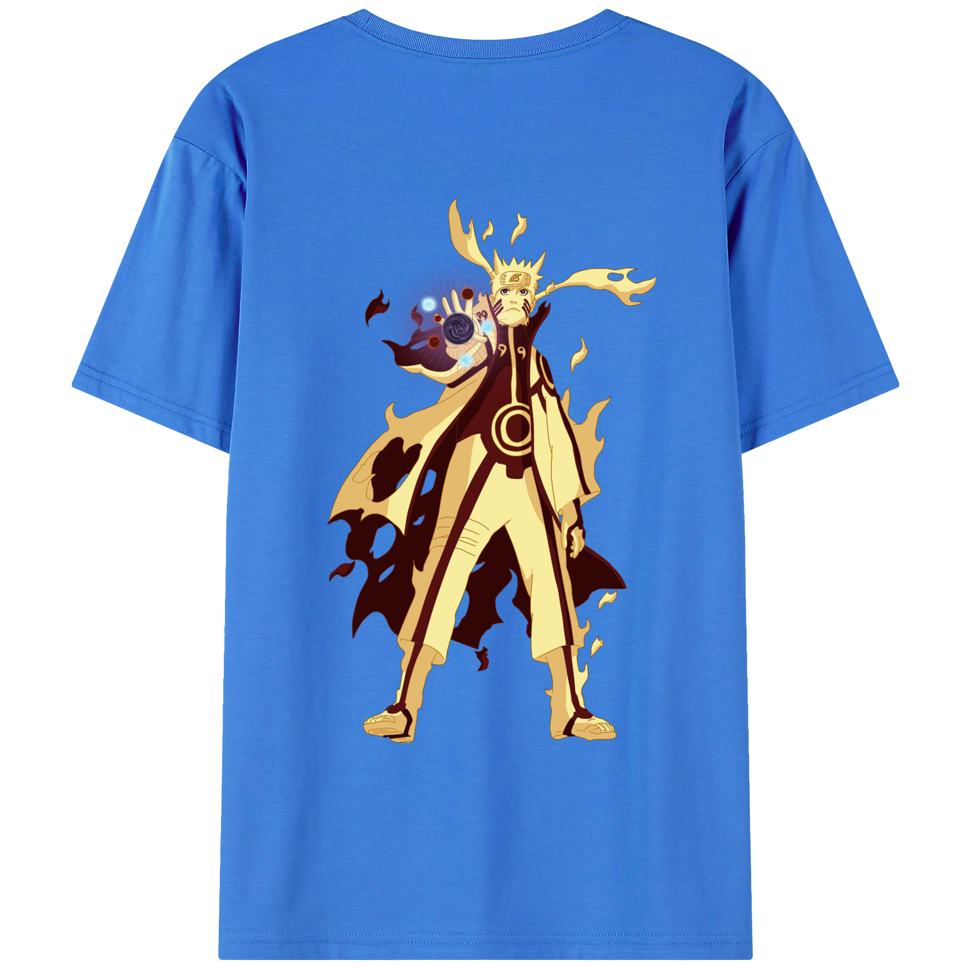 （画像用） NARUTO -ナルト- うずまき ナルト Uzumaki Naruto 綿100％ メンズ半袖Tシャツ（バックプリント） 通気性