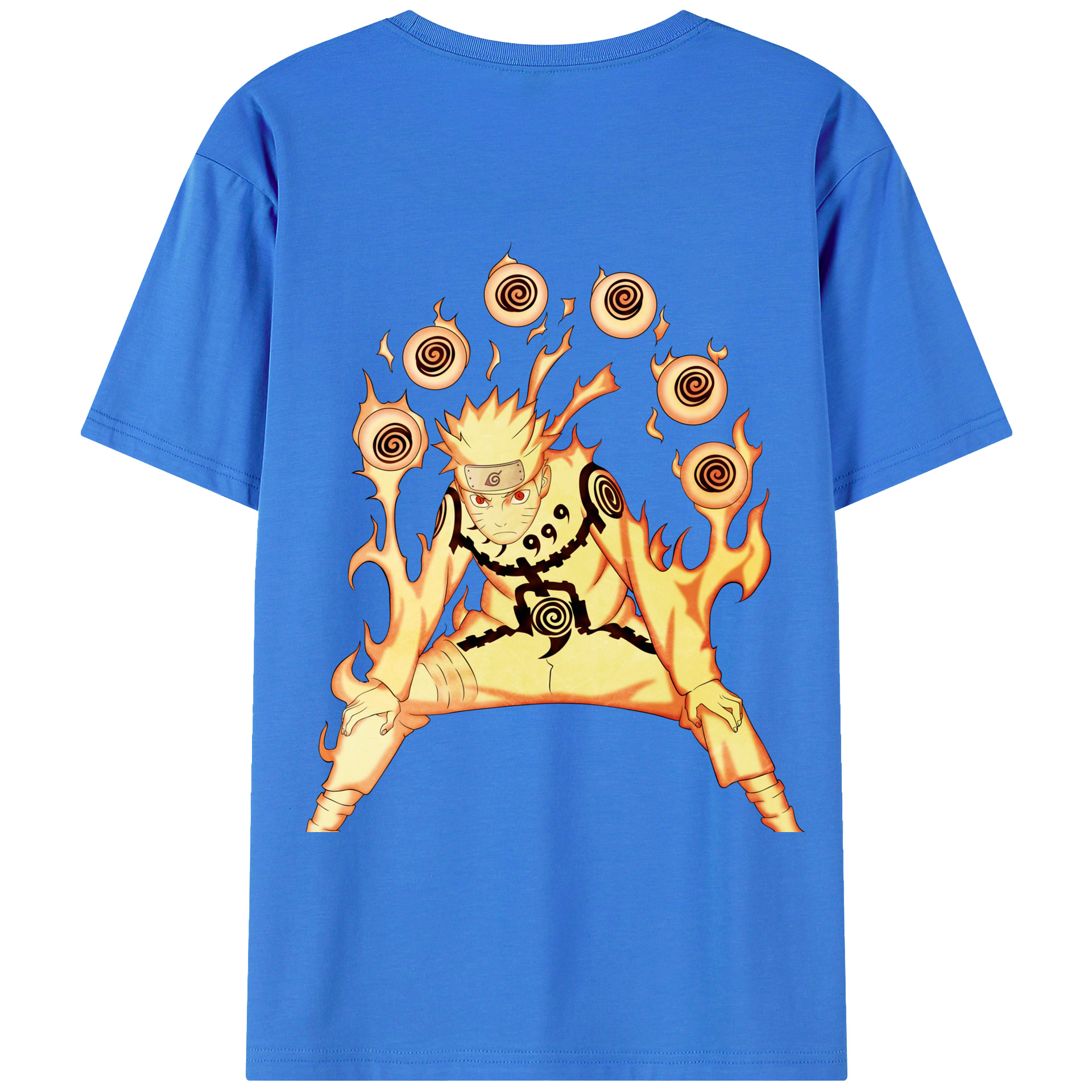 （画像用） NARUTO -ナルト- うずまき ナルト Uzumaki Naruto 綿100％ メンズ半袖Tシャツ（バックプリント） 通気性