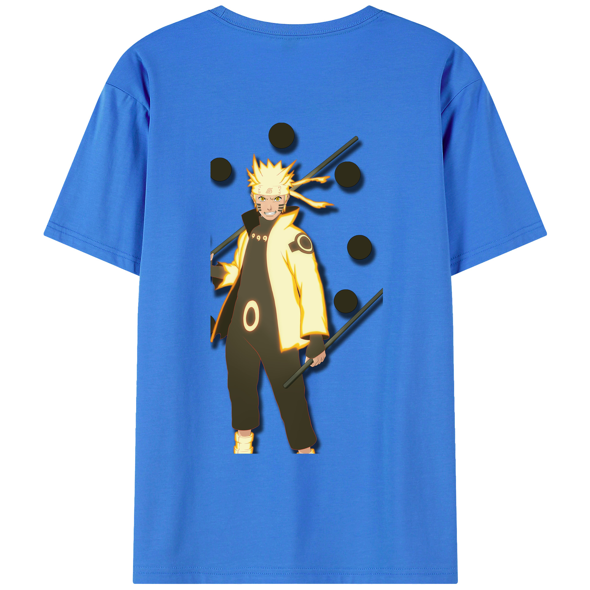 （画像用） NARUTO -ナルト- うずまき ナルト Uzumaki Naruto 綿100％ メンズ半袖Tシャツ（バックプリント） 通気性