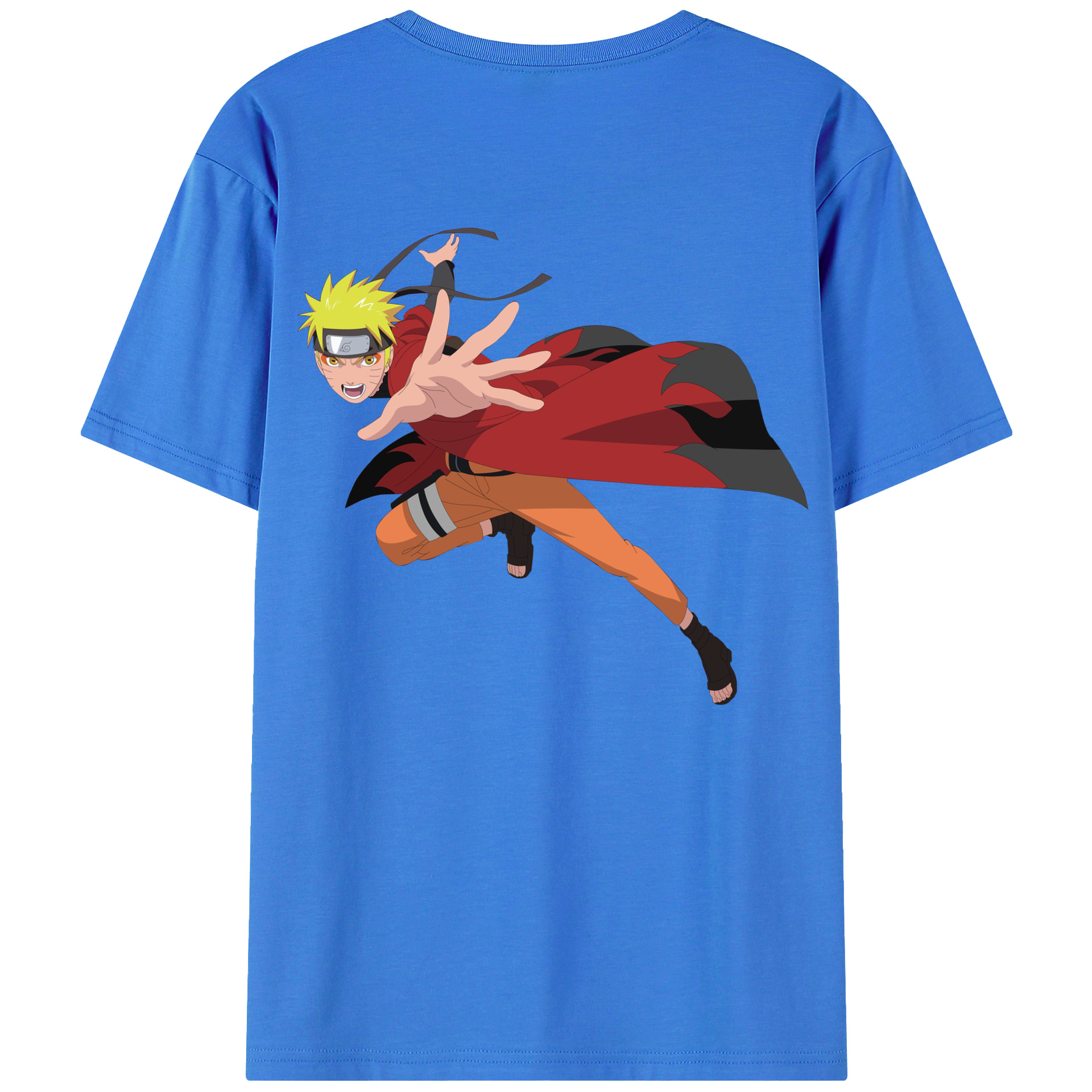 （画像用） NARUTO -ナルト- うずまき ナルト Uzumaki Naruto 綿100％ メンズ半袖Tシャツ（バックプリント） 通気性