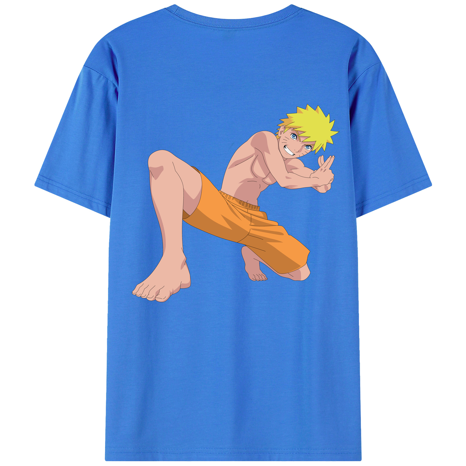 （画像用） NARUTO -ナルト- うずまき ナルト Uzumaki Naruto 綿100％ メンズ半袖Tシャツ（バックプリント） 通気性