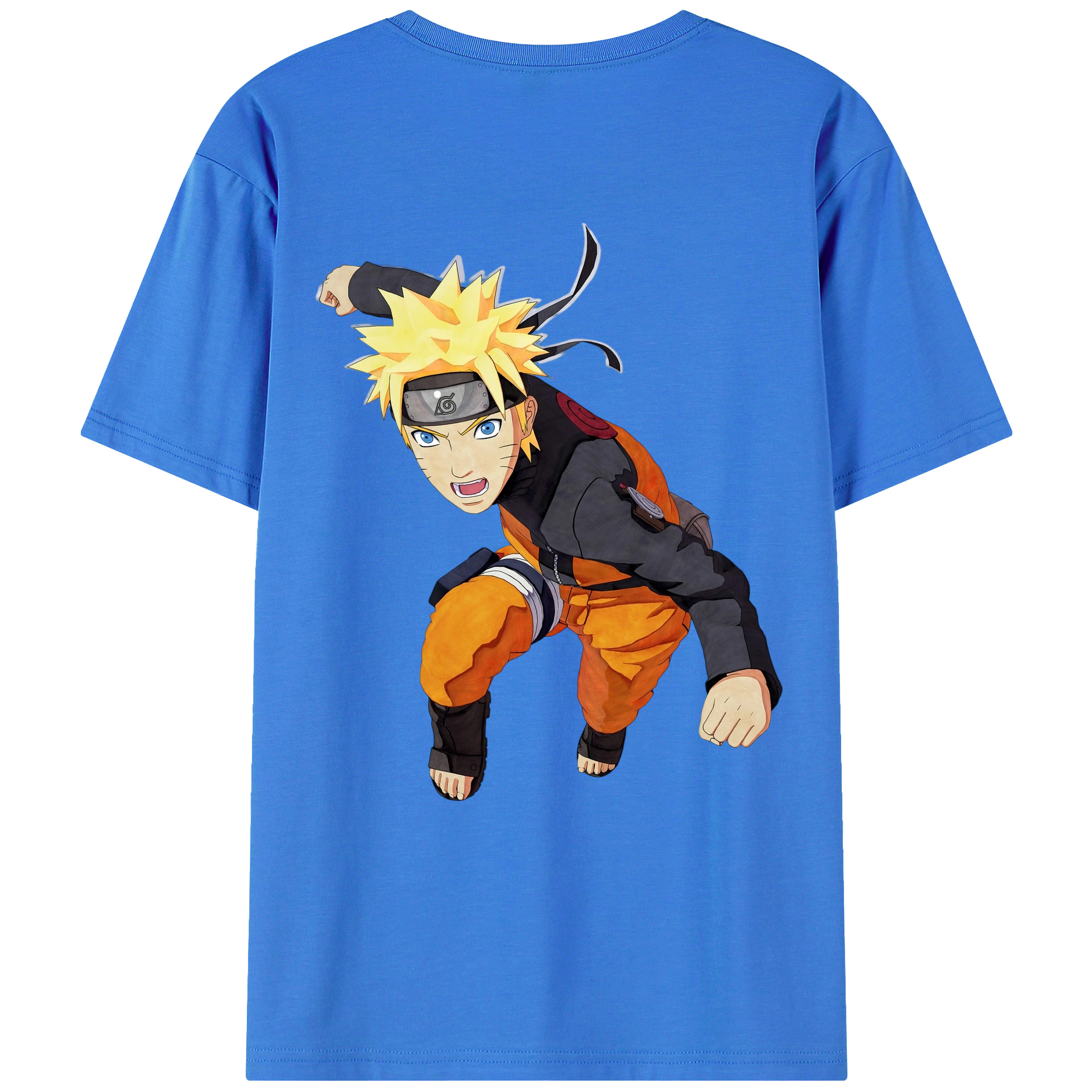 （画像用） NARUTO -ナルト- うずまき ナルト Uzumaki Naruto 綿100％ メンズ半袖Tシャツ（バックプリント） 通気性