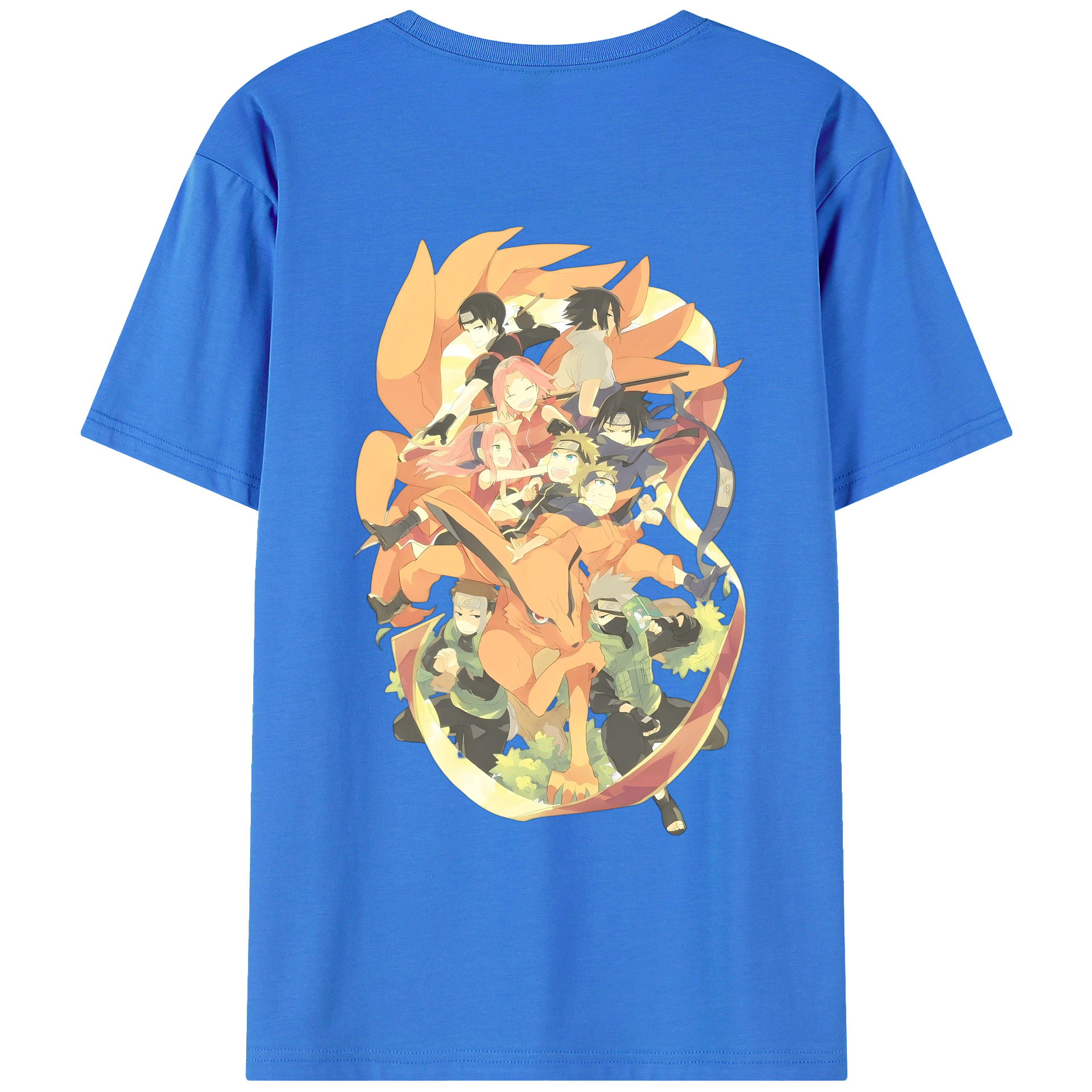 （画像用） NARUTO -ナルト- うずまき ナルト Uzumaki Naruto 綿100％ メンズ半袖Tシャツ（バックプリント） 通気性