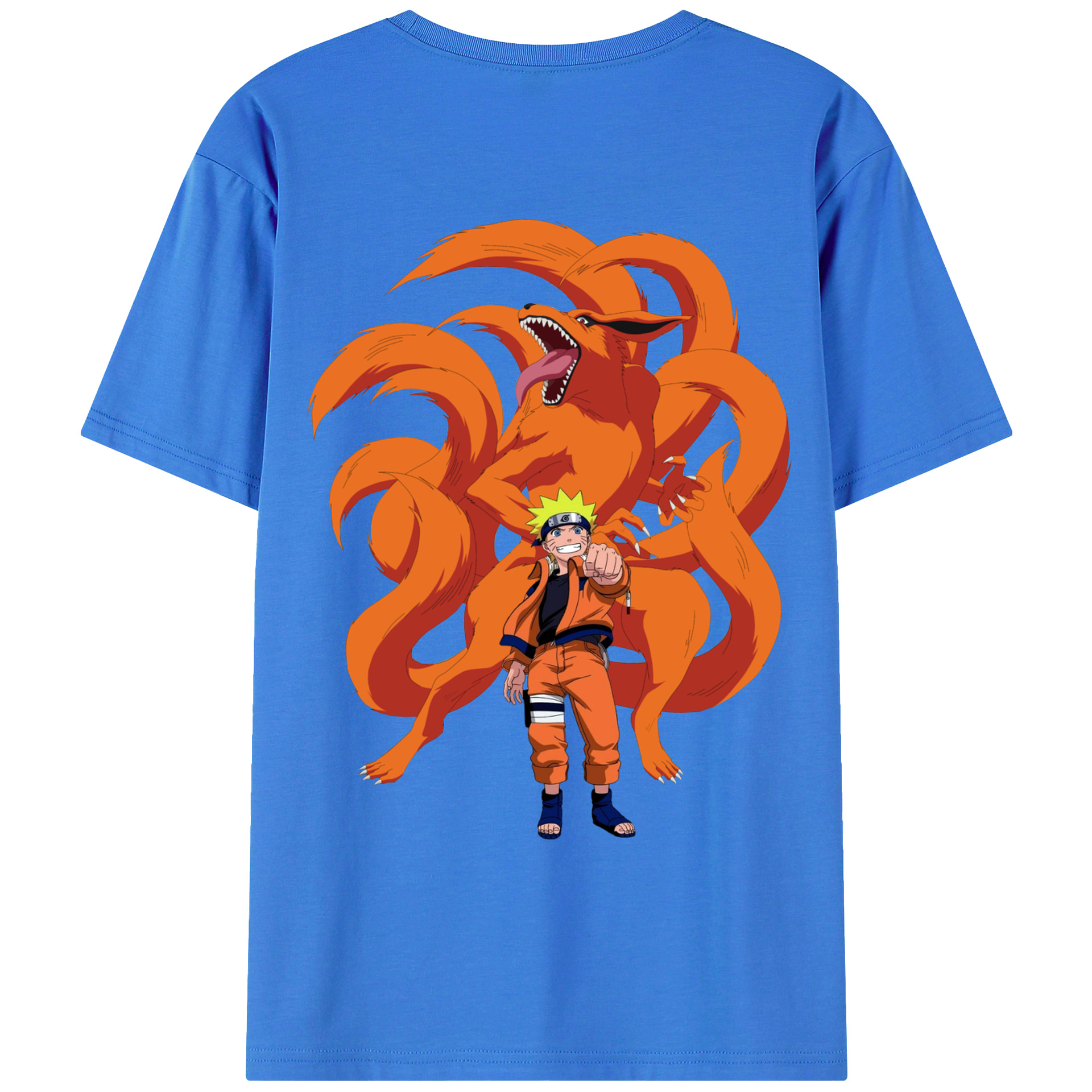 （画像用） NARUTO -ナルト- うずまき ナルト Uzumaki Naruto 綿100％ メンズ半袖Tシャツ（バックプリント） 通気性