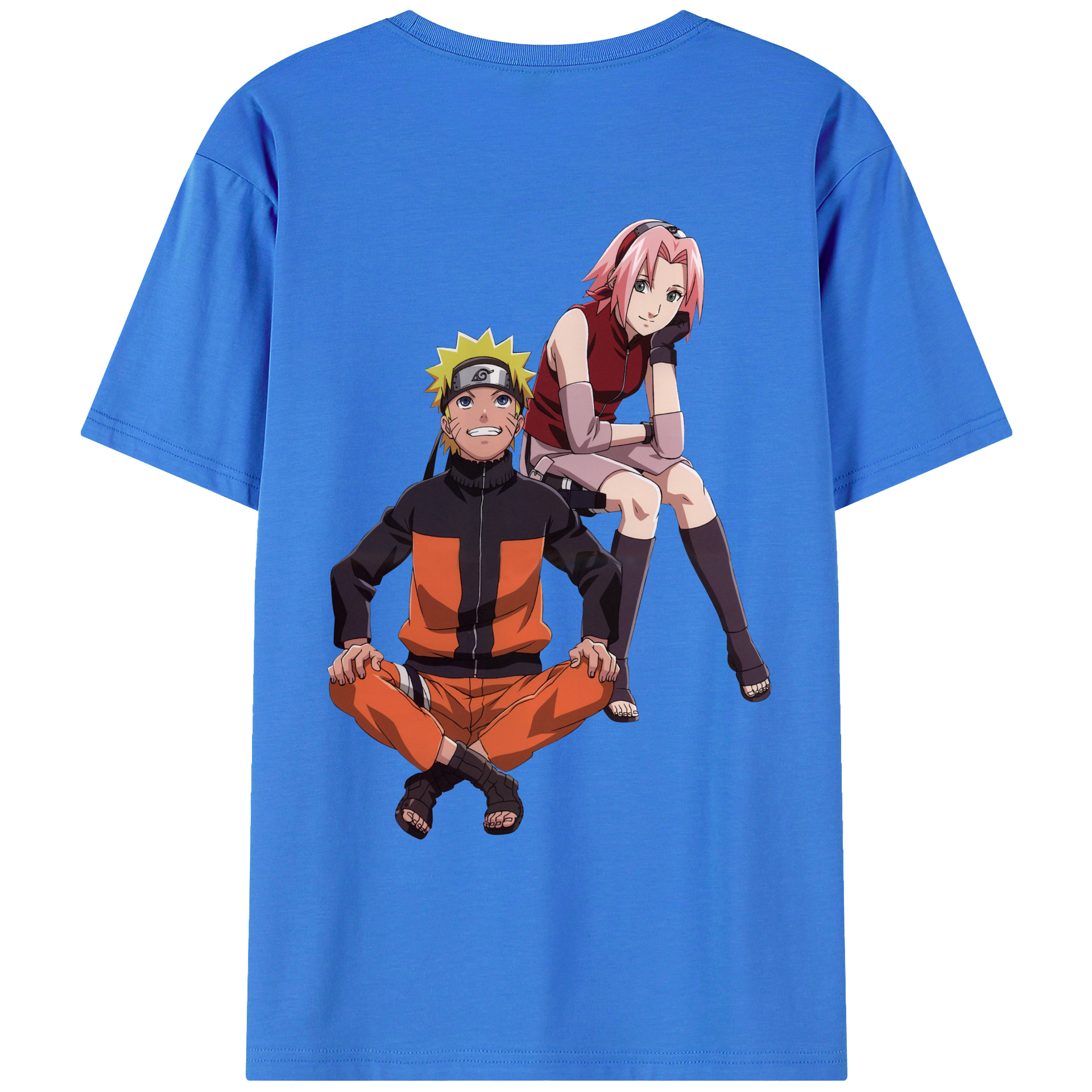（画像用） NARUTO -ナルト- うずまき ナルト Uzumaki Naruto 綿100％ メンズ半袖Tシャツ（バックプリント） 通気性