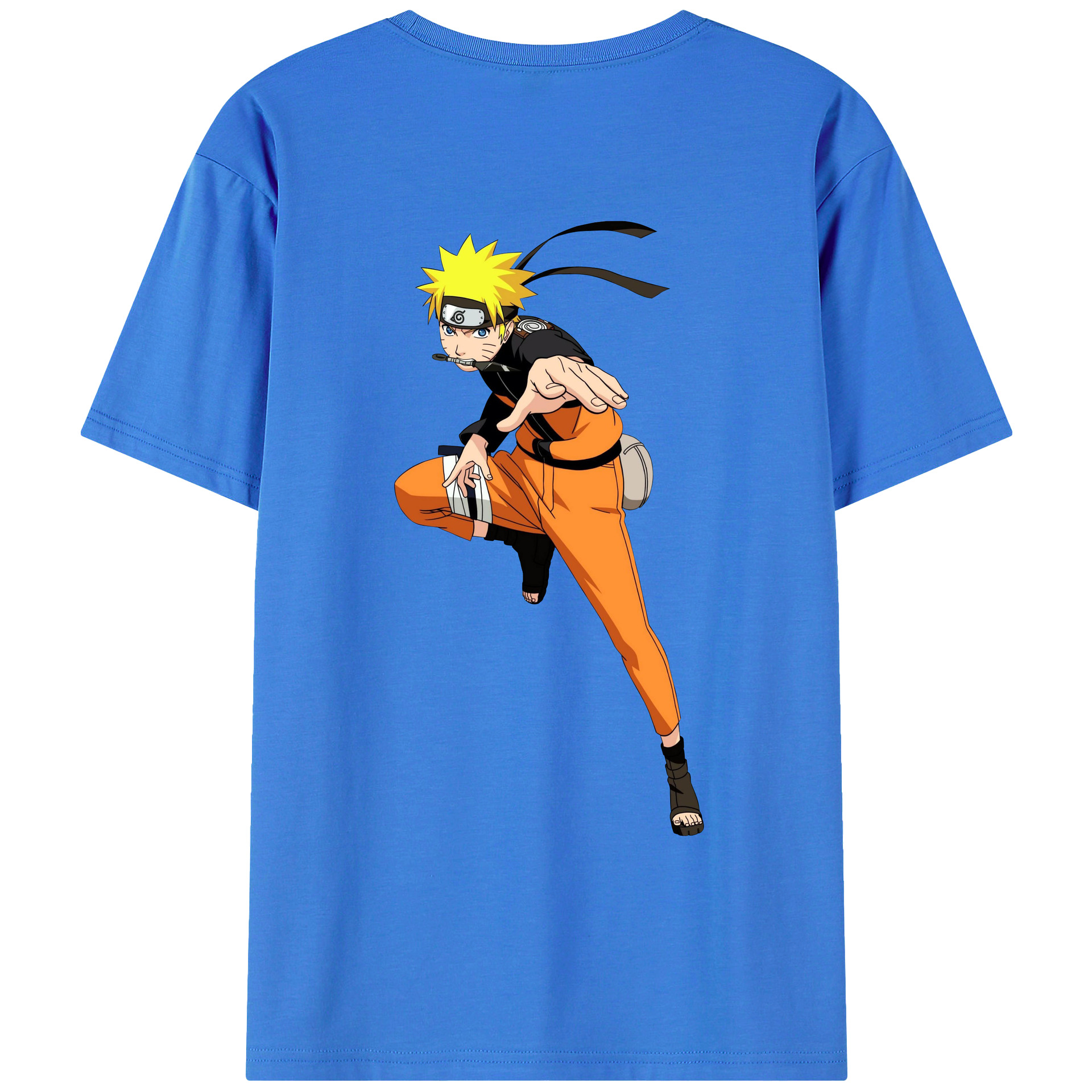 （画像用） NARUTO -ナルト- うずまき ナルト Uzumaki Naruto 綿100％ メンズ半袖Tシャツ（バックプリント） 通気性