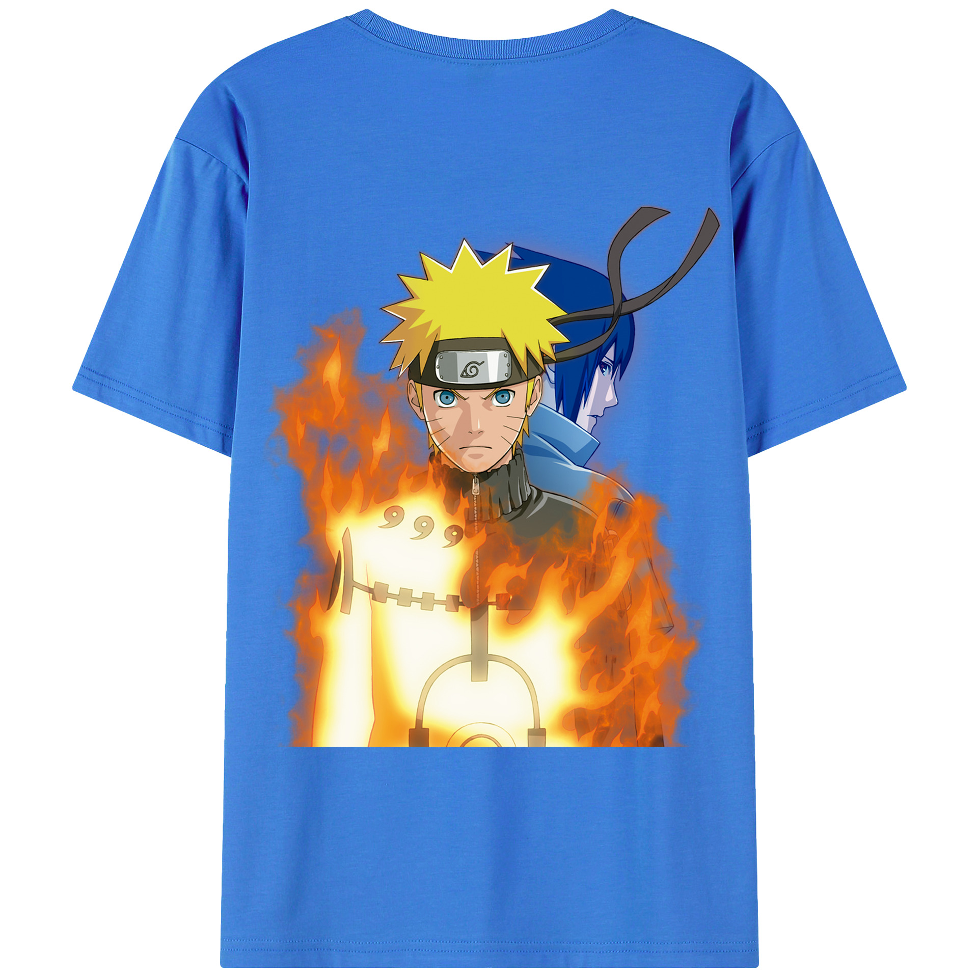 （画像用） NARUTO -ナルト- うずまき ナルト Uzumaki Naruto 綿100％ メンズ半袖Tシャツ（バックプリント） 通気性
