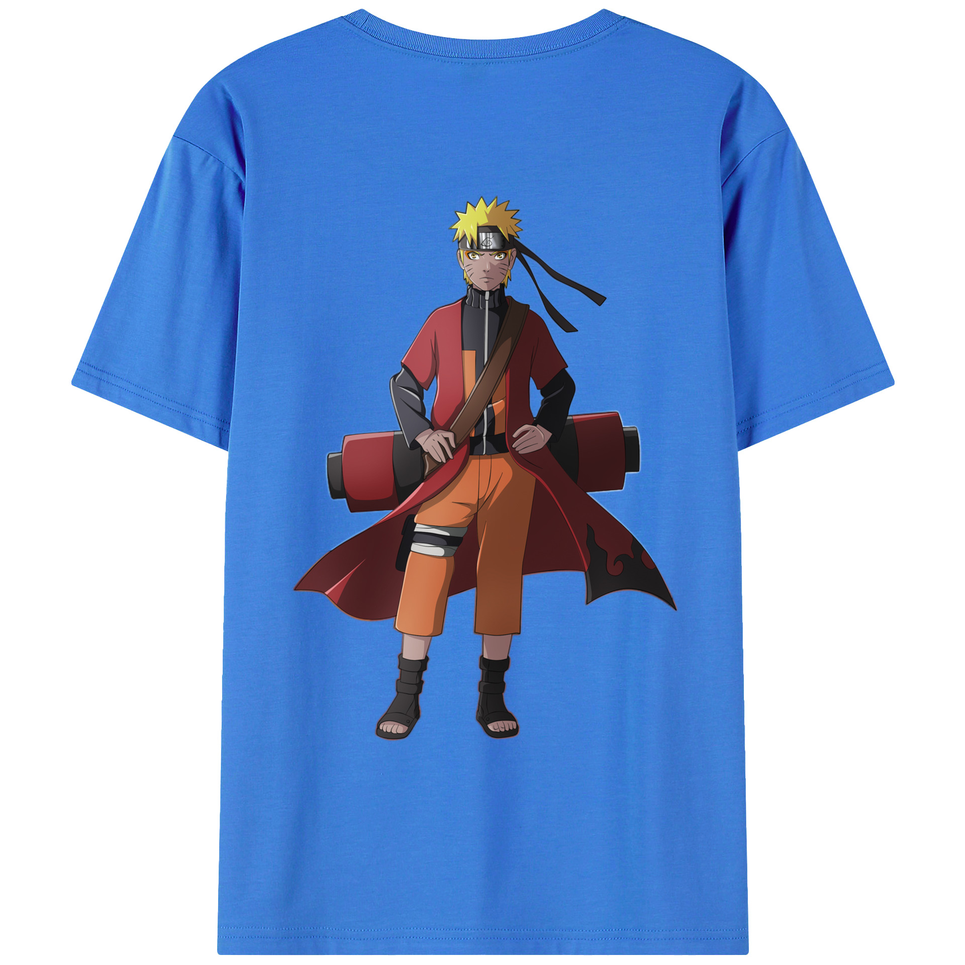 （画像用） NARUTO -ナルト- うずまき ナルト Uzumaki Naruto 綿100％ メンズ半袖Tシャツ（バックプリント） 通気性