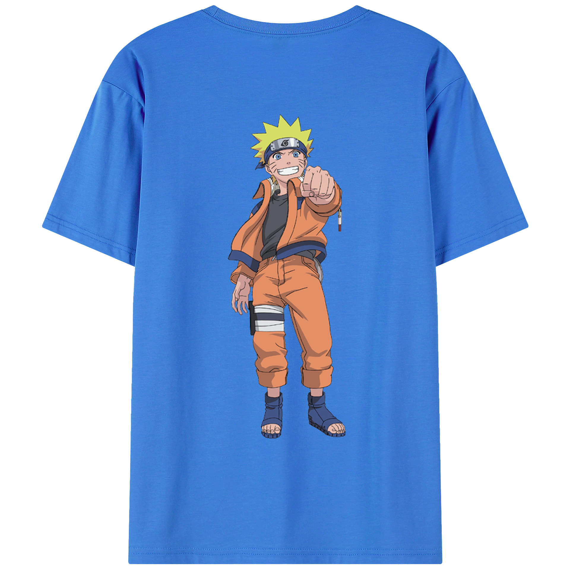 （画像用） NARUTO -ナルト- うずまき ナルト Uzumaki Naruto 綿100％ メンズ半袖Tシャツ（バックプリント） 通気性