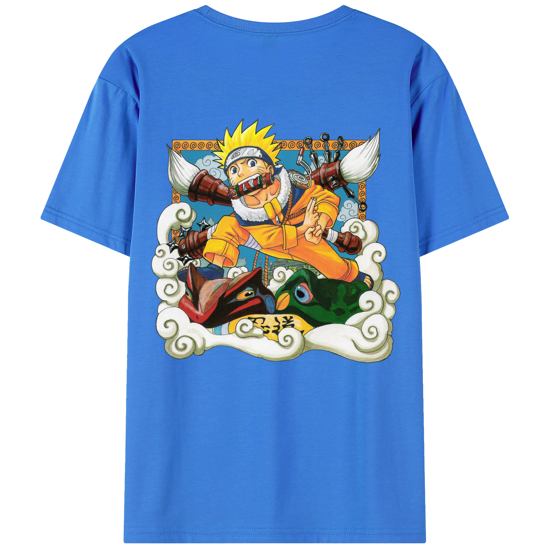 （画像用） NARUTO -ナルト- うずまき ナルト Uzumaki Naruto 綿100％ メンズ半袖Tシャツ（バックプリント） 通気性