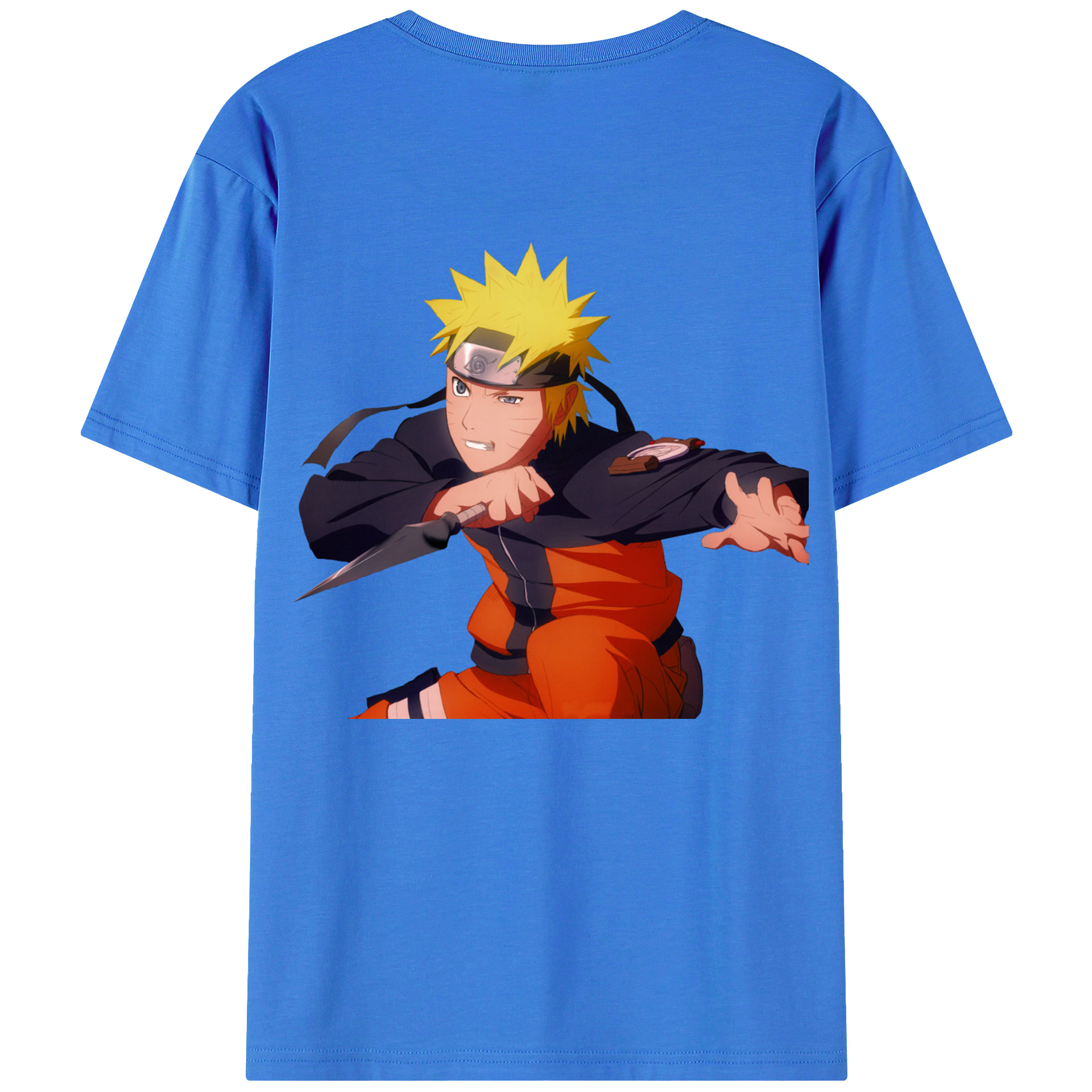 （画像用） NARUTO -ナルト- うずまき ナルト Uzumaki Naruto 綿100％ メンズ半袖Tシャツ（バックプリント） 通気性