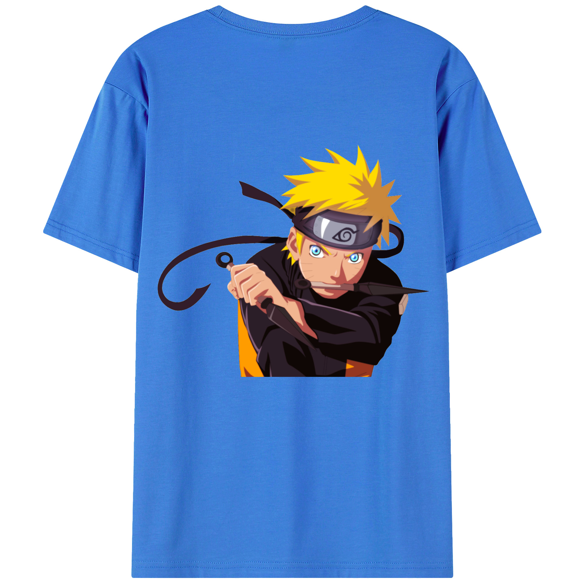 （画像用） NARUTO -ナルト- うずまき ナルト Uzumaki Naruto 綿100％ メンズ半袖Tシャツ（バックプリント） 通気性