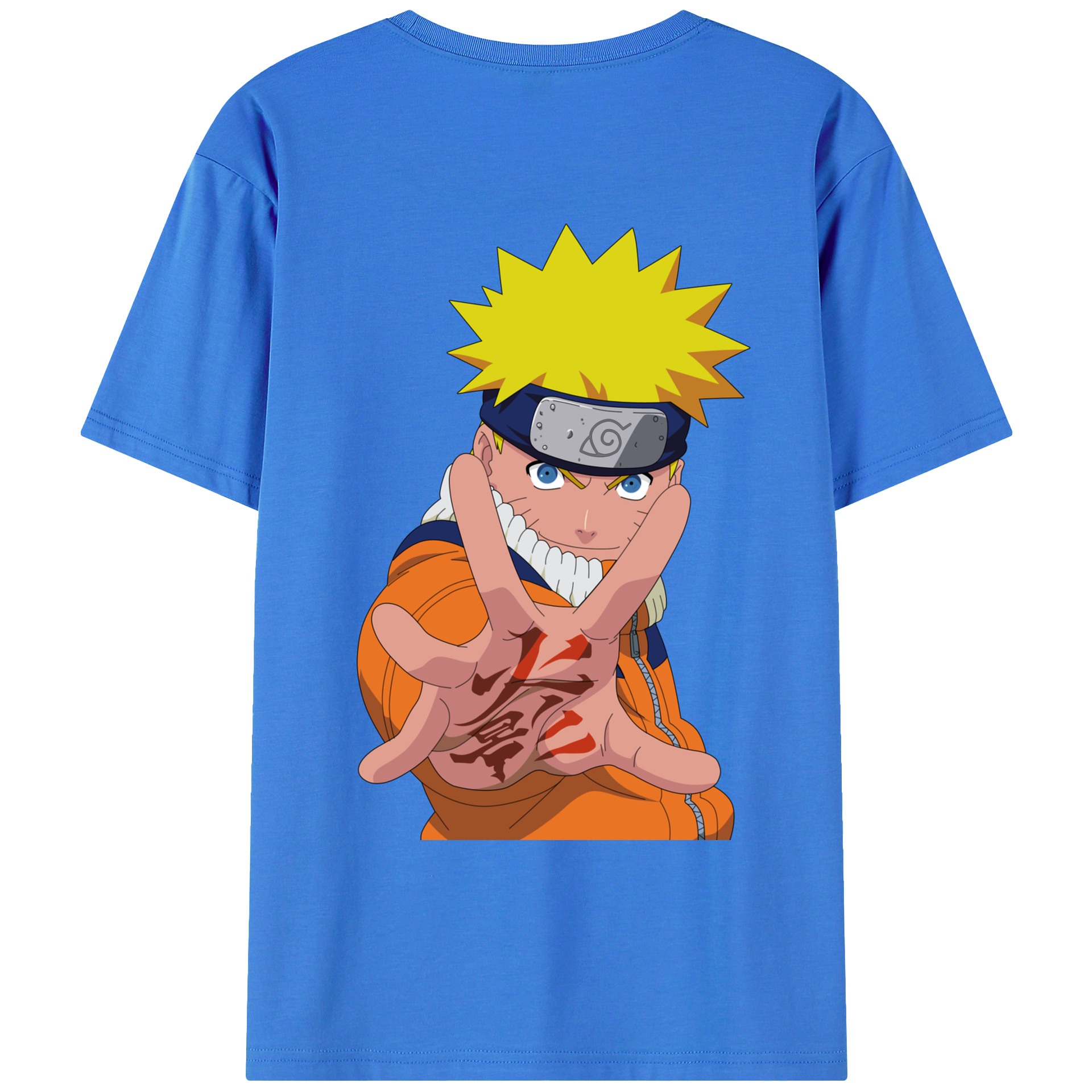 （画像用） NARUTO -ナルト- うずまき ナルト Uzumaki Naruto 綿100％ メンズ半袖Tシャツ（バックプリント） 通気性