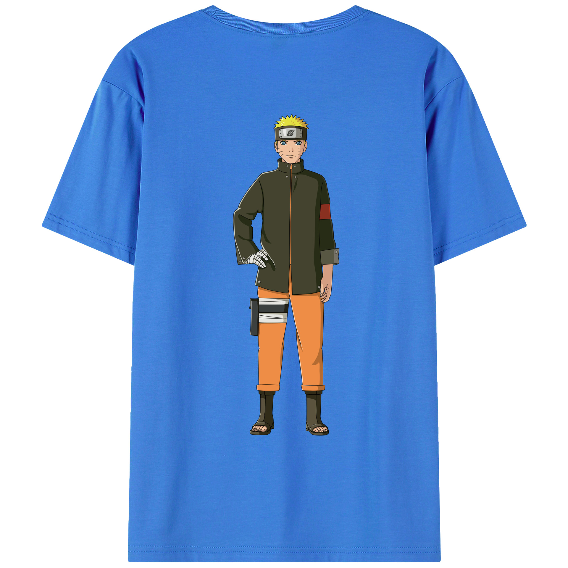 （画像用） NARUTO -ナルト- うずまき ナルト Uzumaki Naruto 綿100％ メンズ半袖Tシャツ（バックプリント） 通気性