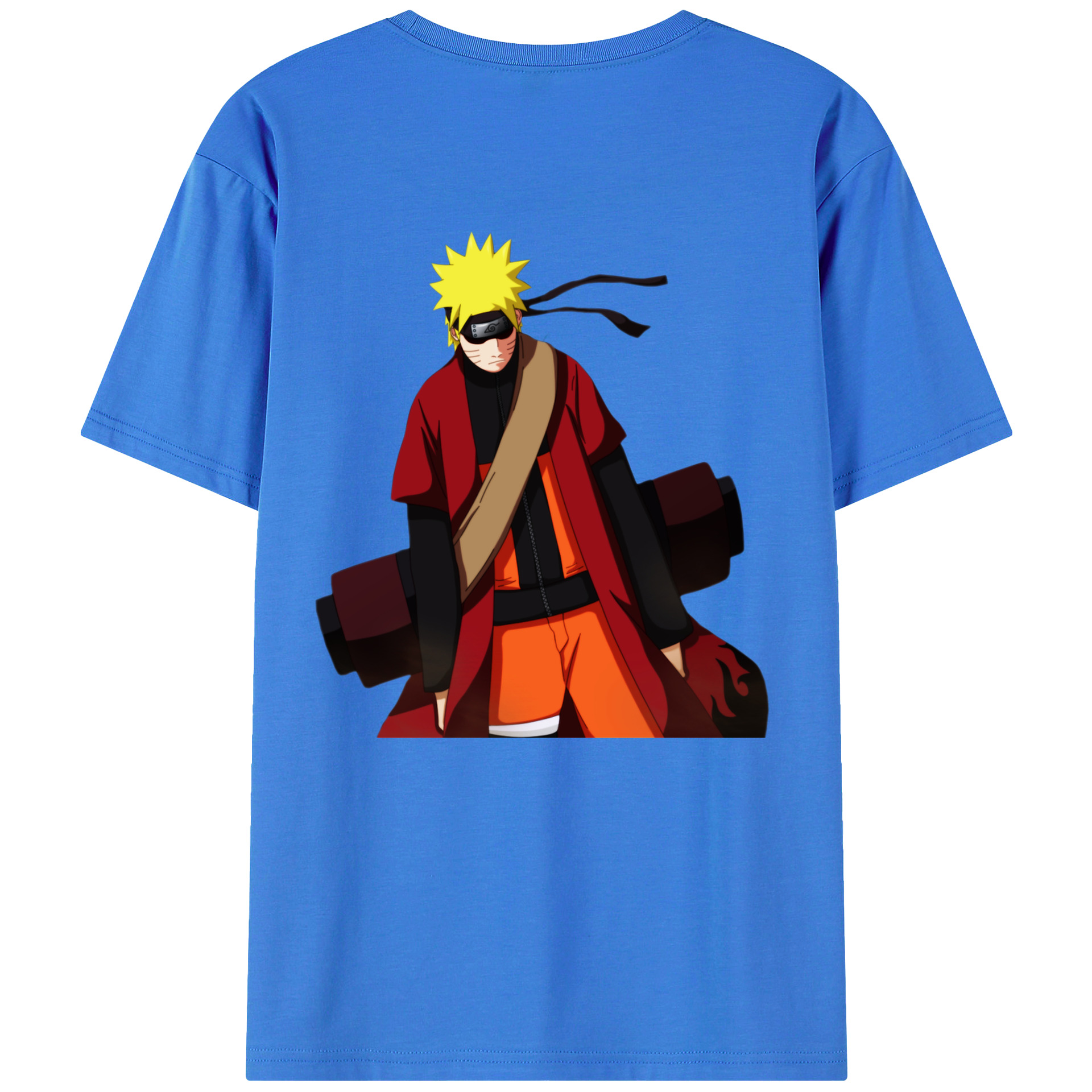 （画像用） NARUTO -ナルト- うずまき ナルト Uzumaki Naruto 綿100％ メンズ半袖Tシャツ（バックプリント） 通気性