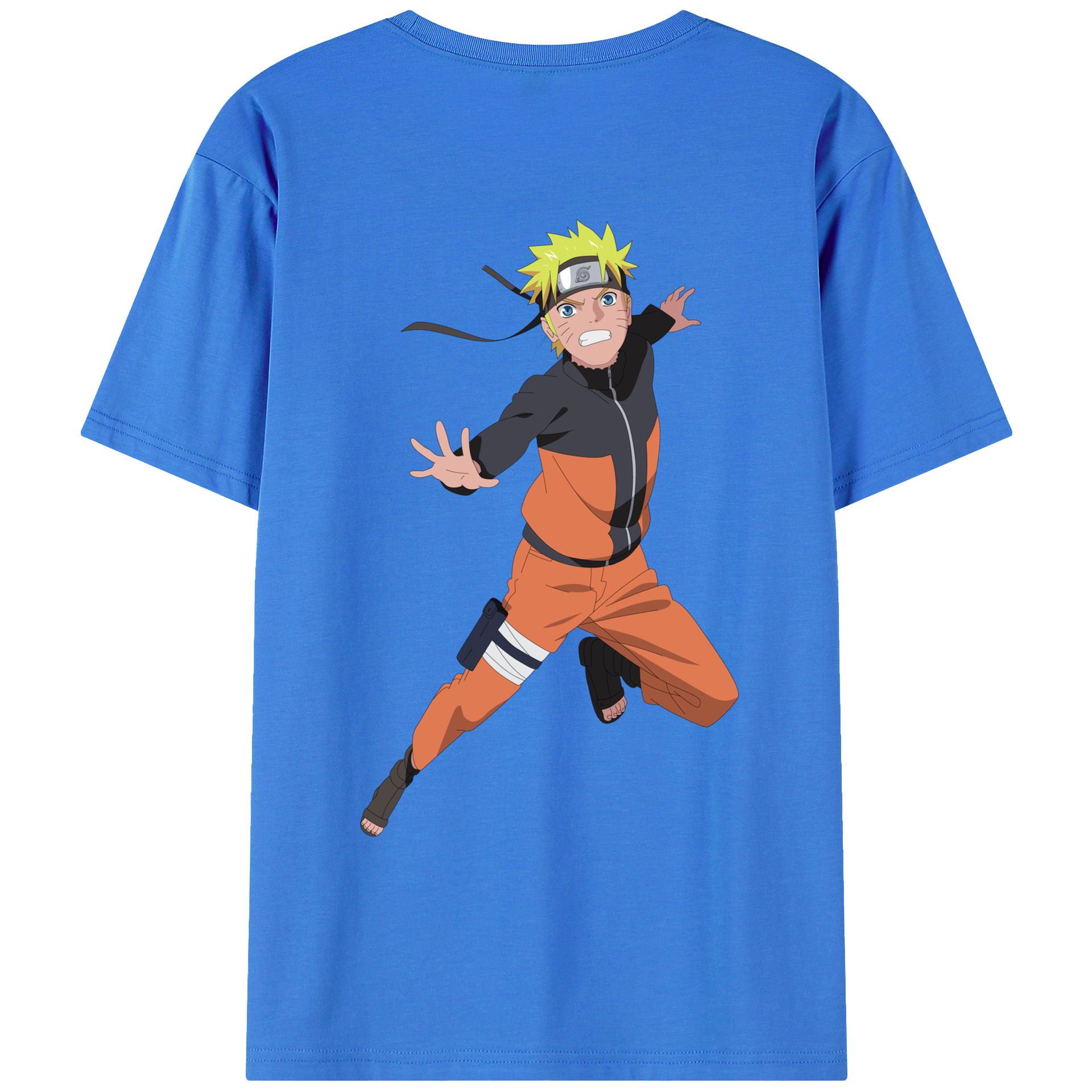 （画像用） NARUTO -ナルト- うずまき ナルト Uzumaki Naruto 綿100％ メンズ半袖Tシャツ（バックプリント） 通気性