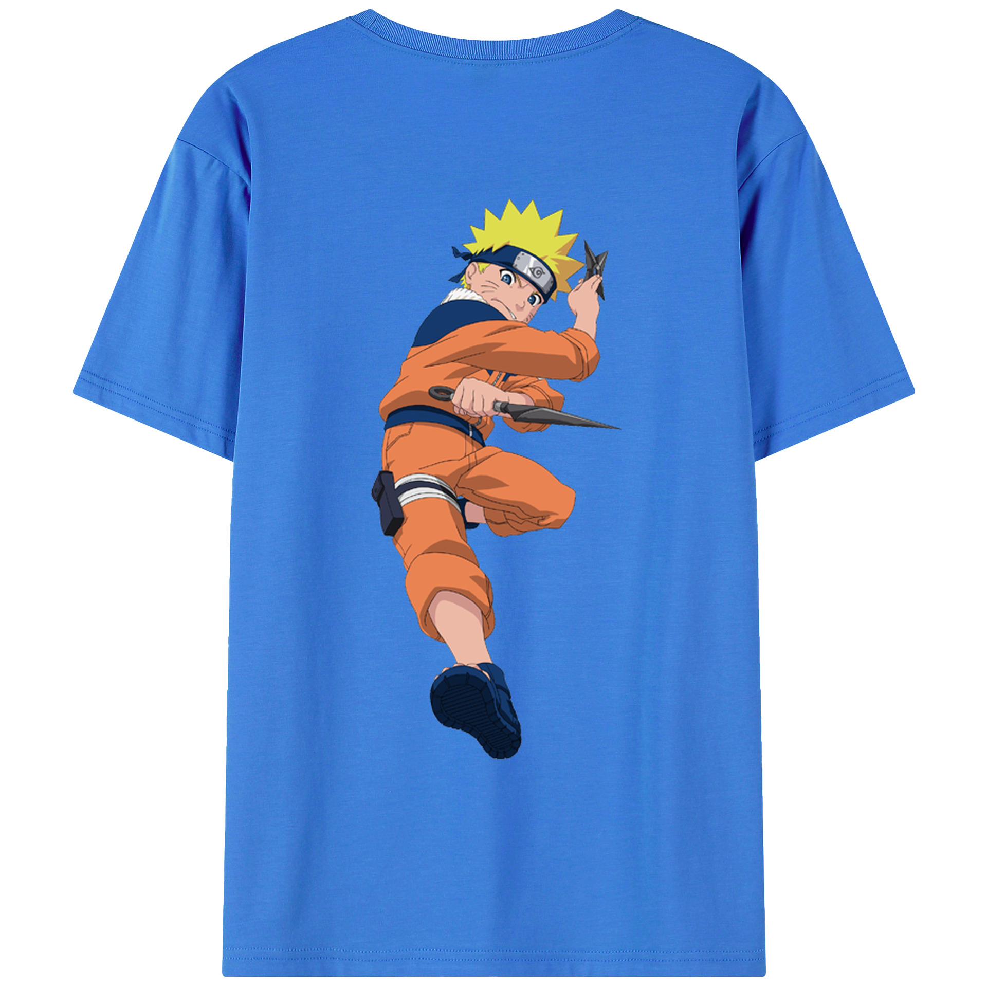 （画像用） NARUTO -ナルト- うずまき ナルト Uzumaki Naruto 綿100％ メンズ半袖Tシャツ（バックプリント） 通気性
