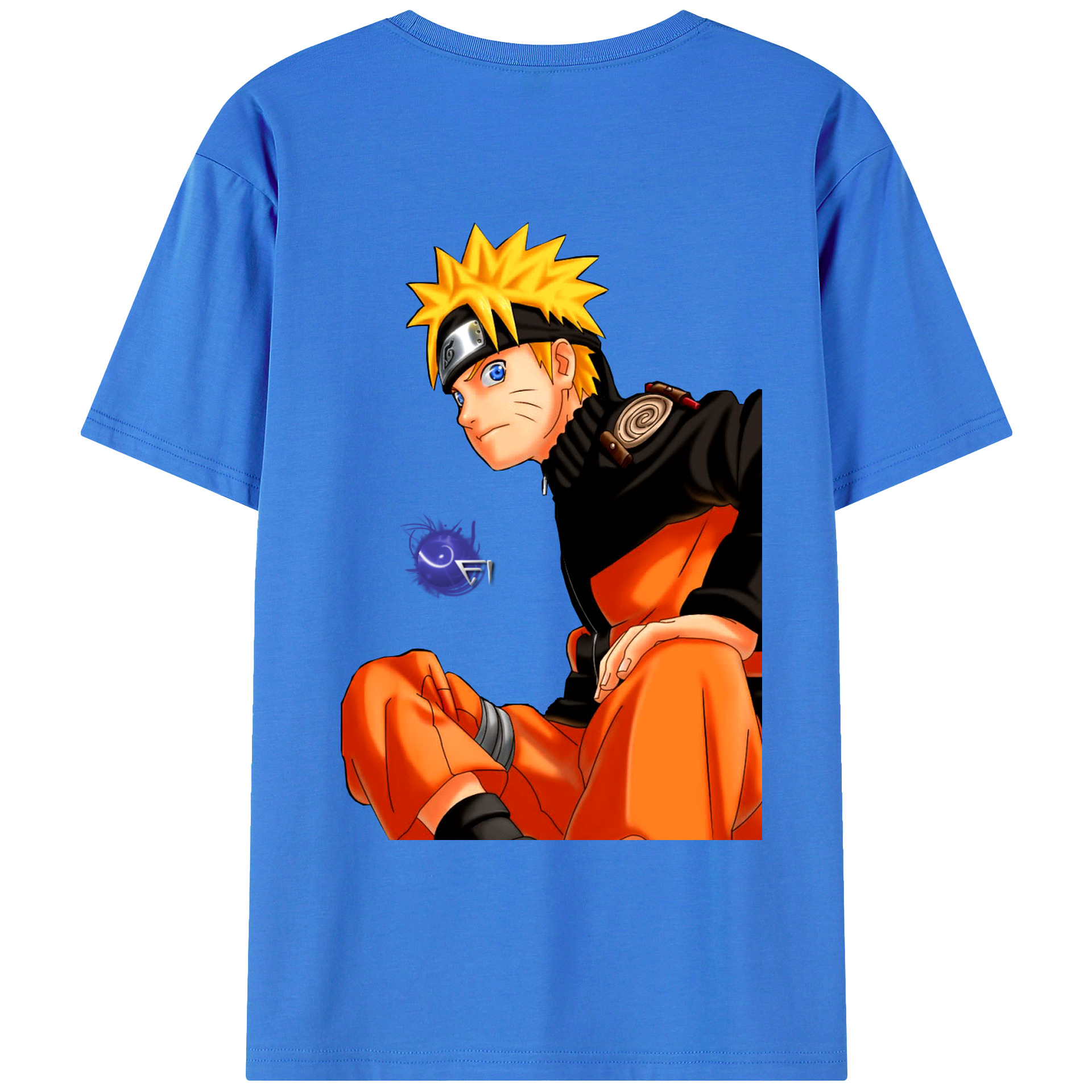 （画像用） NARUTO -ナルト- うずまき ナルト Uzumaki Naruto 綿100％ メンズ半袖Tシャツ（バックプリント） 通気性