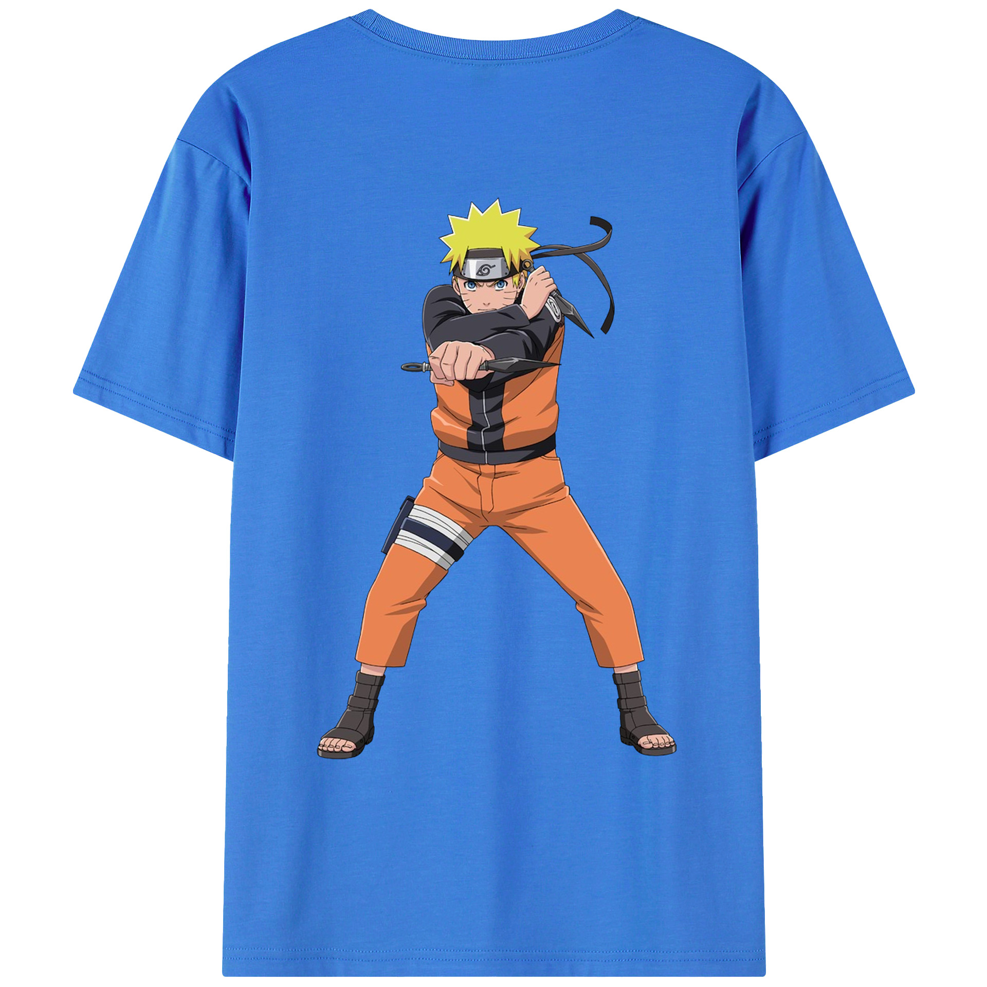 （画像用） NARUTO -ナルト- うずまき ナルト Uzumaki Naruto 綿100％ メンズ半袖Tシャツ（バックプリント） 通気性