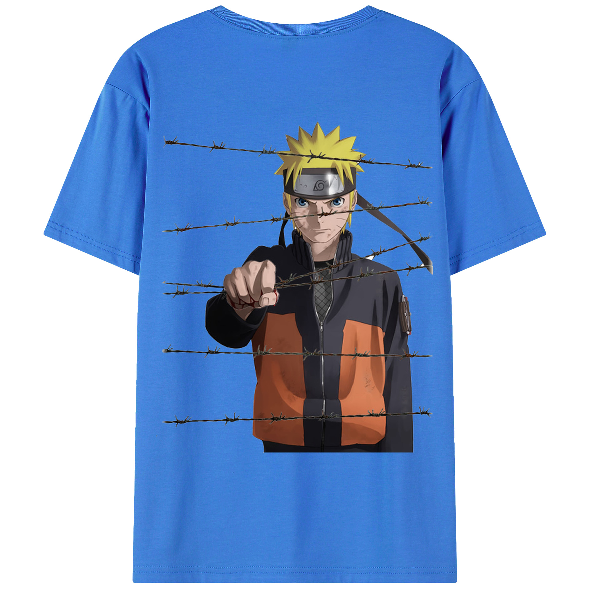 （画像用） NARUTO -ナルト- うずまき ナルト Uzumaki Naruto 綿100％ メンズ半袖Tシャツ（バックプリント） 通気性
