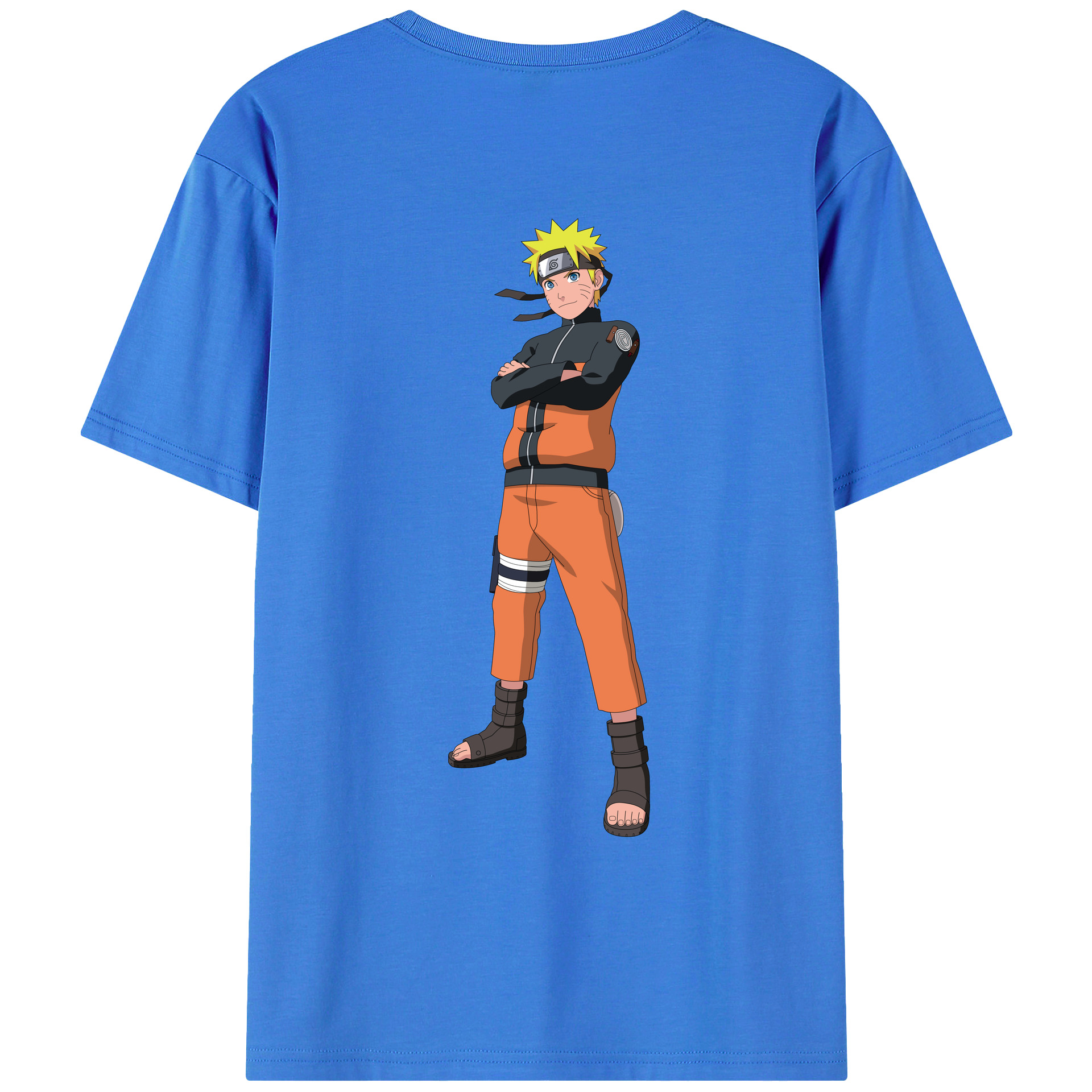 （画像用） NARUTO -ナルト- うずまき ナルト Uzumaki Naruto 綿100％ メンズ半袖Tシャツ（バックプリント） 通気性