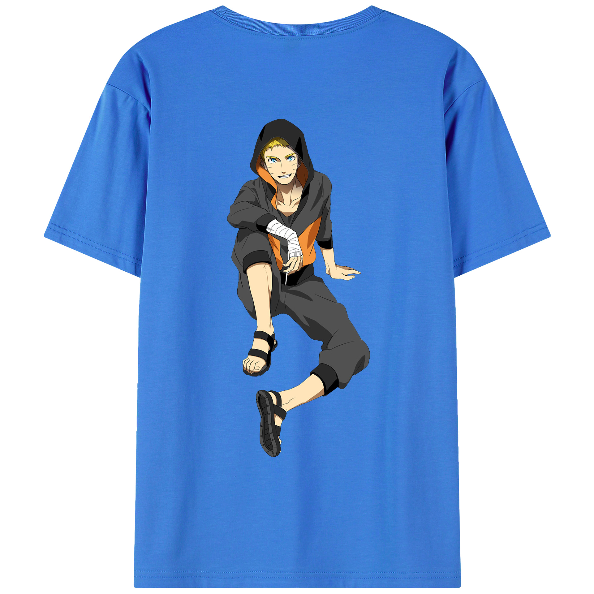 （画像用） NARUTO -ナルト- うずまき ナルト Uzumaki Naruto 綿100％ メンズ半袖Tシャツ（バックプリント） 通気性