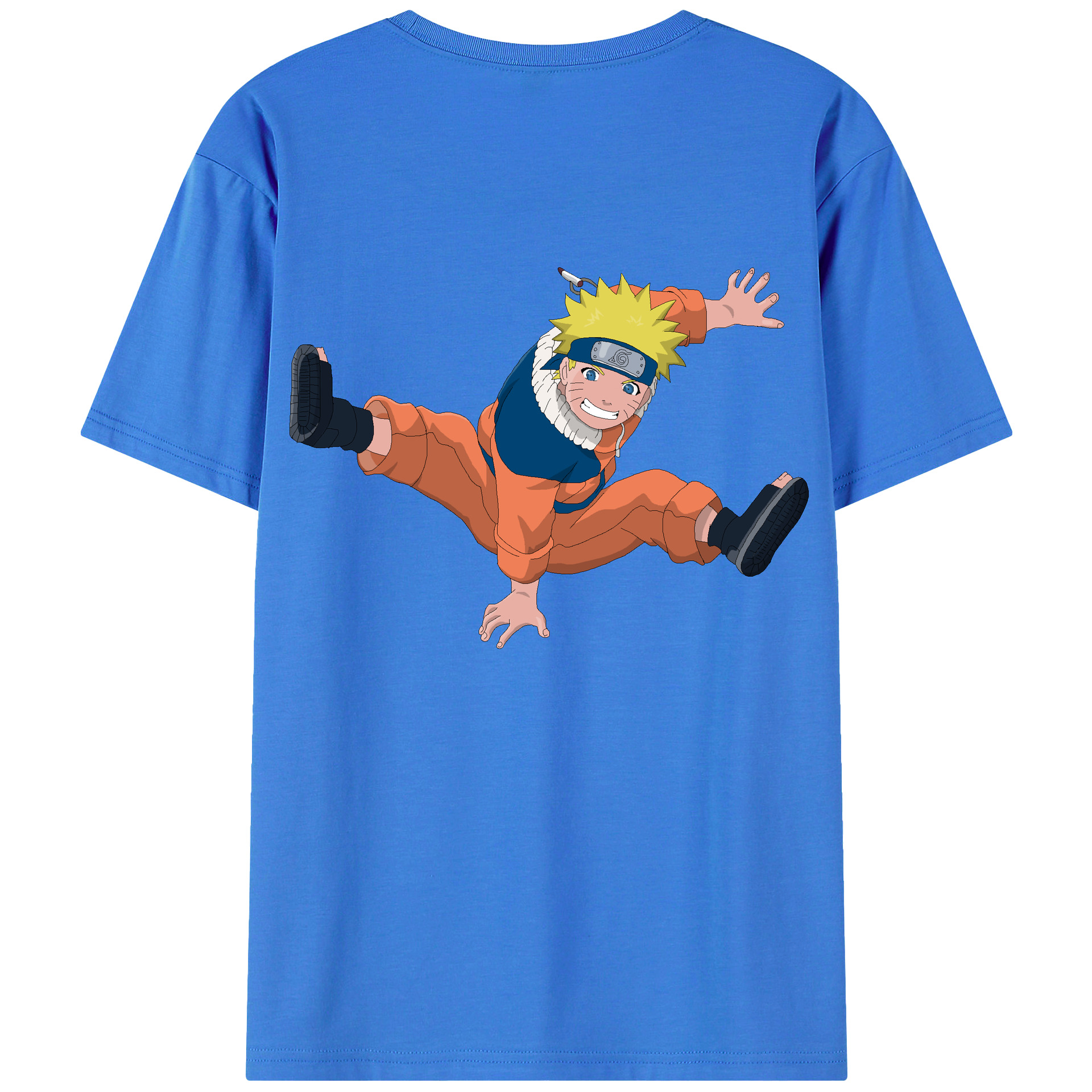 （画像用） NARUTO -ナルト- うずまき ナルト Uzumaki Naruto 綿100％ メンズ半袖Tシャツ（バックプリント） 通気性