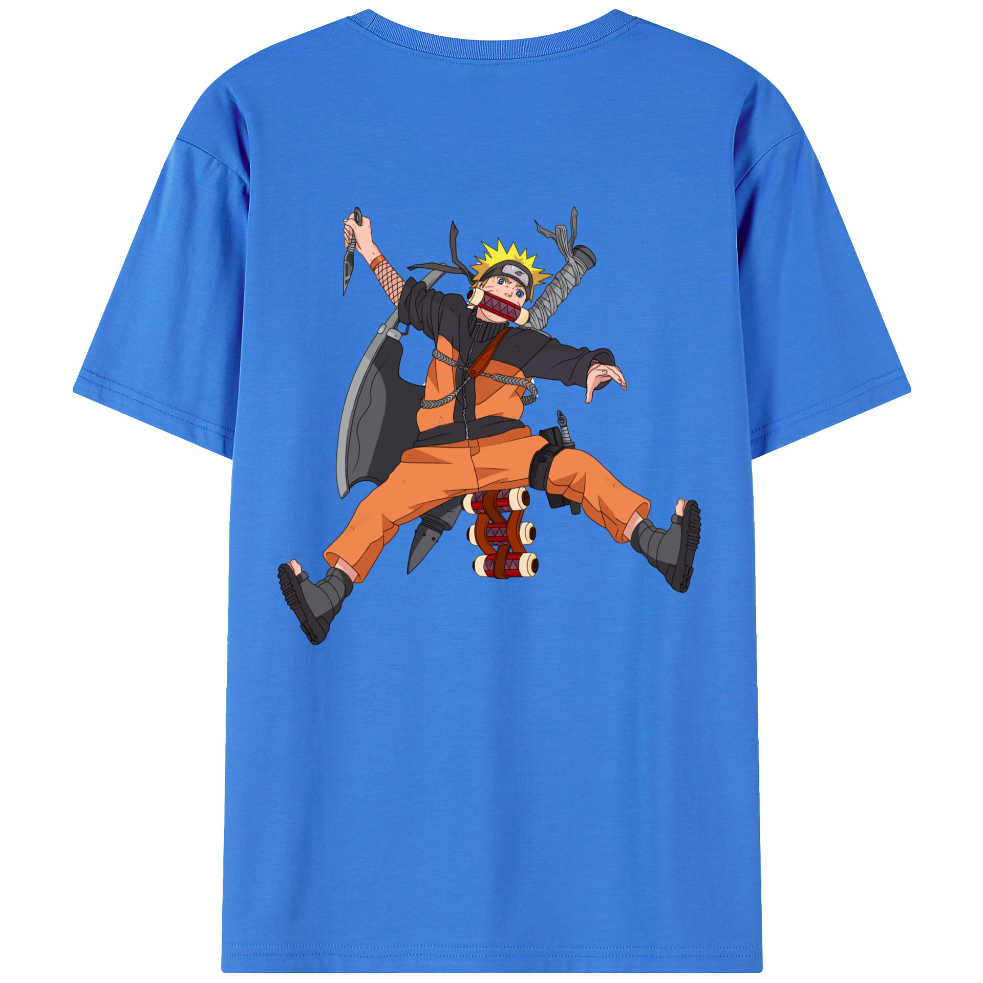 （画像用） NARUTO -ナルト- うずまき ナルト Uzumaki Naruto 綿100％ メンズ半袖Tシャツ（バックプリント） 通気性