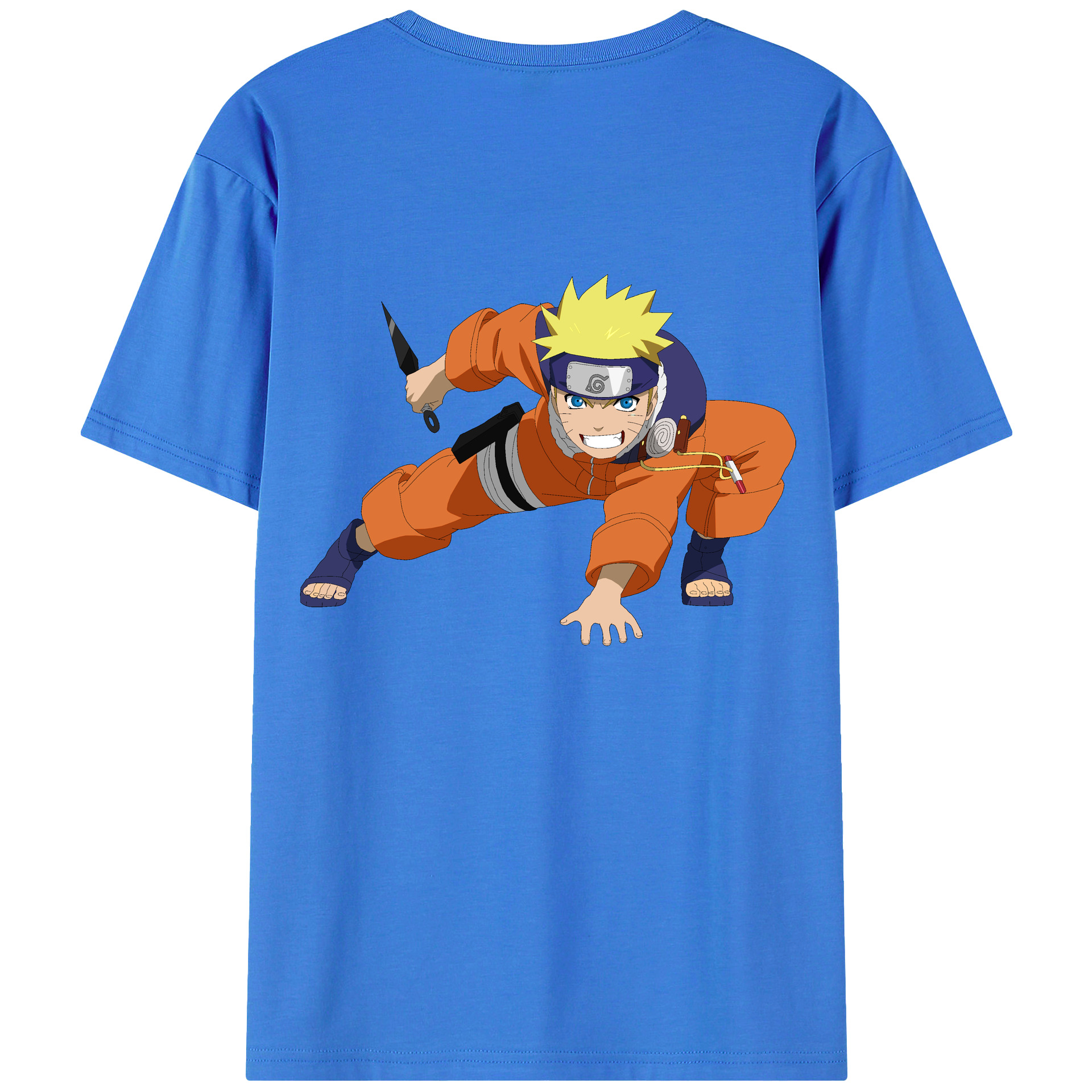 （画像用） NARUTO -ナルト- うずまき ナルト Uzumaki Naruto 綿100％ メンズ半袖Tシャツ（バックプリント） 通気性