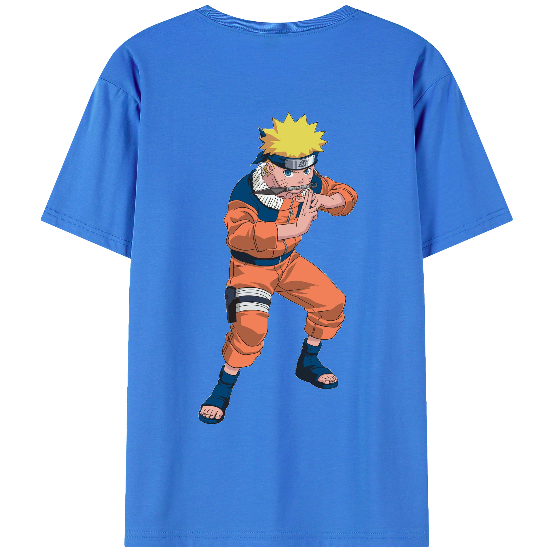 （画像用） NARUTO -ナルト- うずまき ナルト Uzumaki Naruto 綿100％ メンズ半袖Tシャツ（バックプリント） 通気性