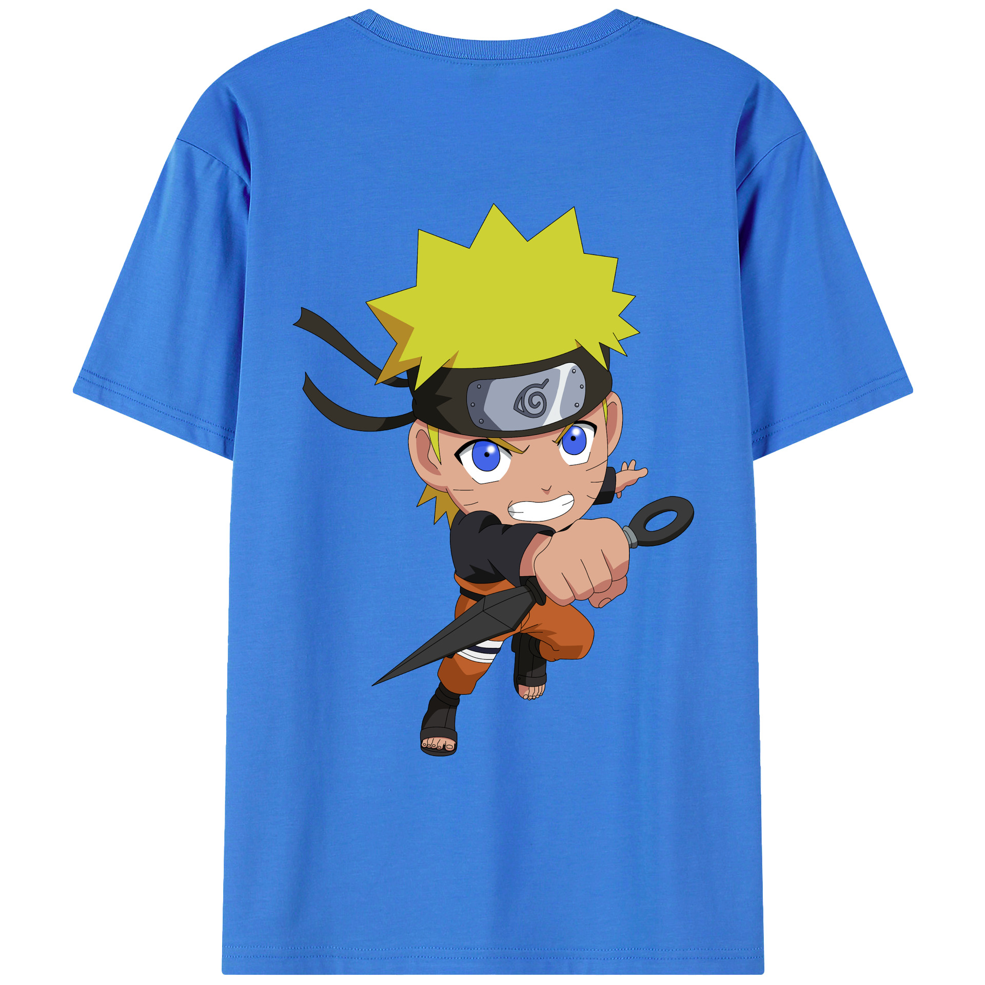 （画像用） NARUTO -ナルト- うずまき ナルト Uzumaki Naruto 綿100％ メンズ半袖Tシャツ（バックプリント） 通気性