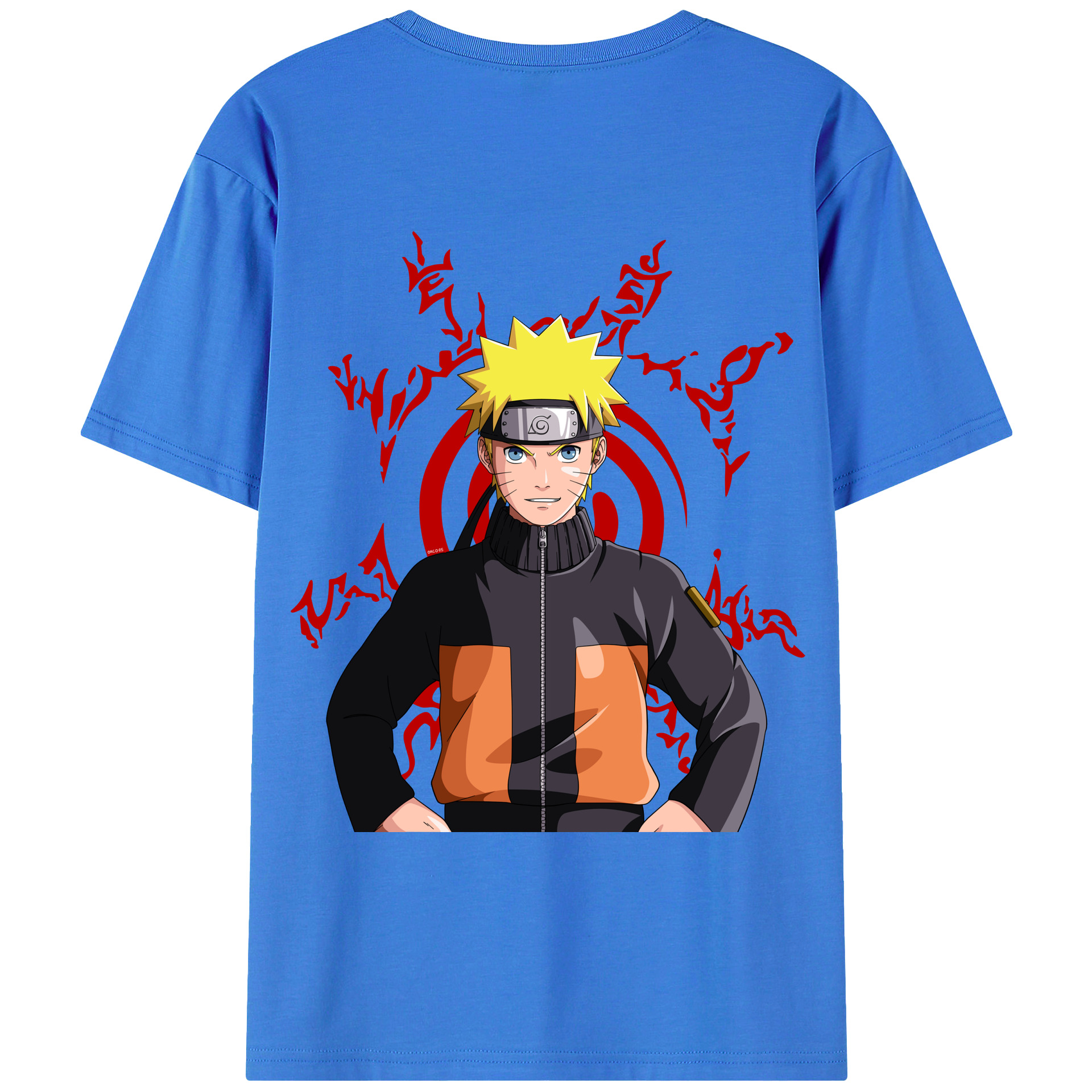 （画像用） NARUTO -ナルト- うずまき ナルト Uzumaki Naruto 綿100％ メンズ半袖Tシャツ（バックプリント） 通気性