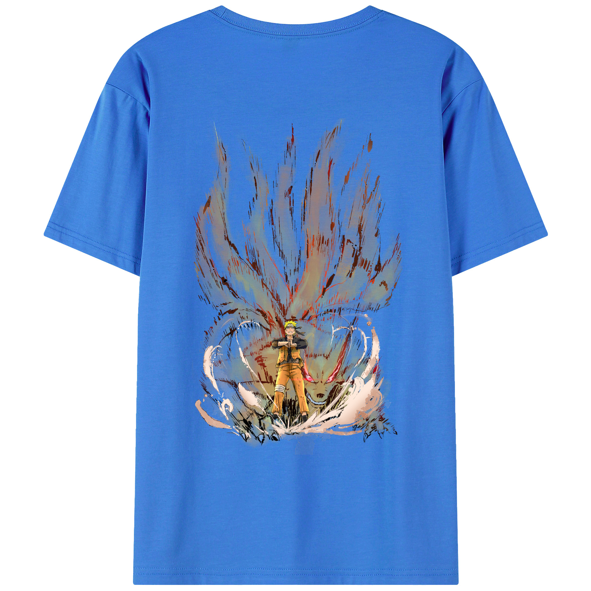 （画像用） NARUTO -ナルト- うずまき ナルト Uzumaki Naruto 綿100％ メンズ半袖Tシャツ（バックプリント） 通気性