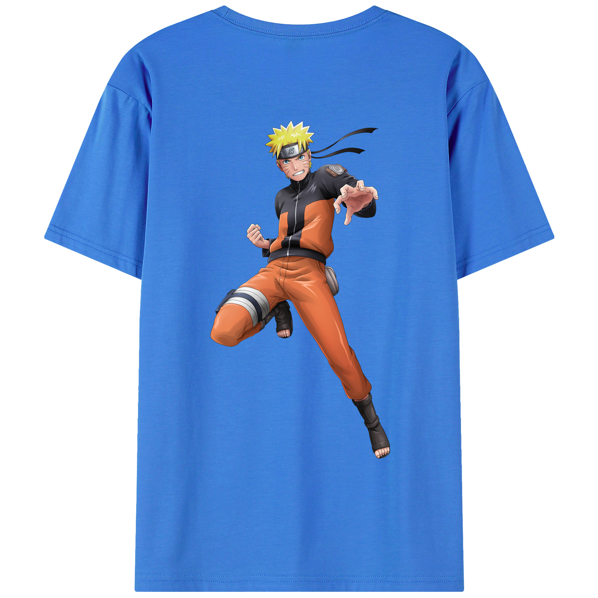 （画像用） NARUTO -ナルト- うずまき ナルト Uzumaki Naruto 綿100％ メンズ半袖Tシャツ（バックプリント） 通気性