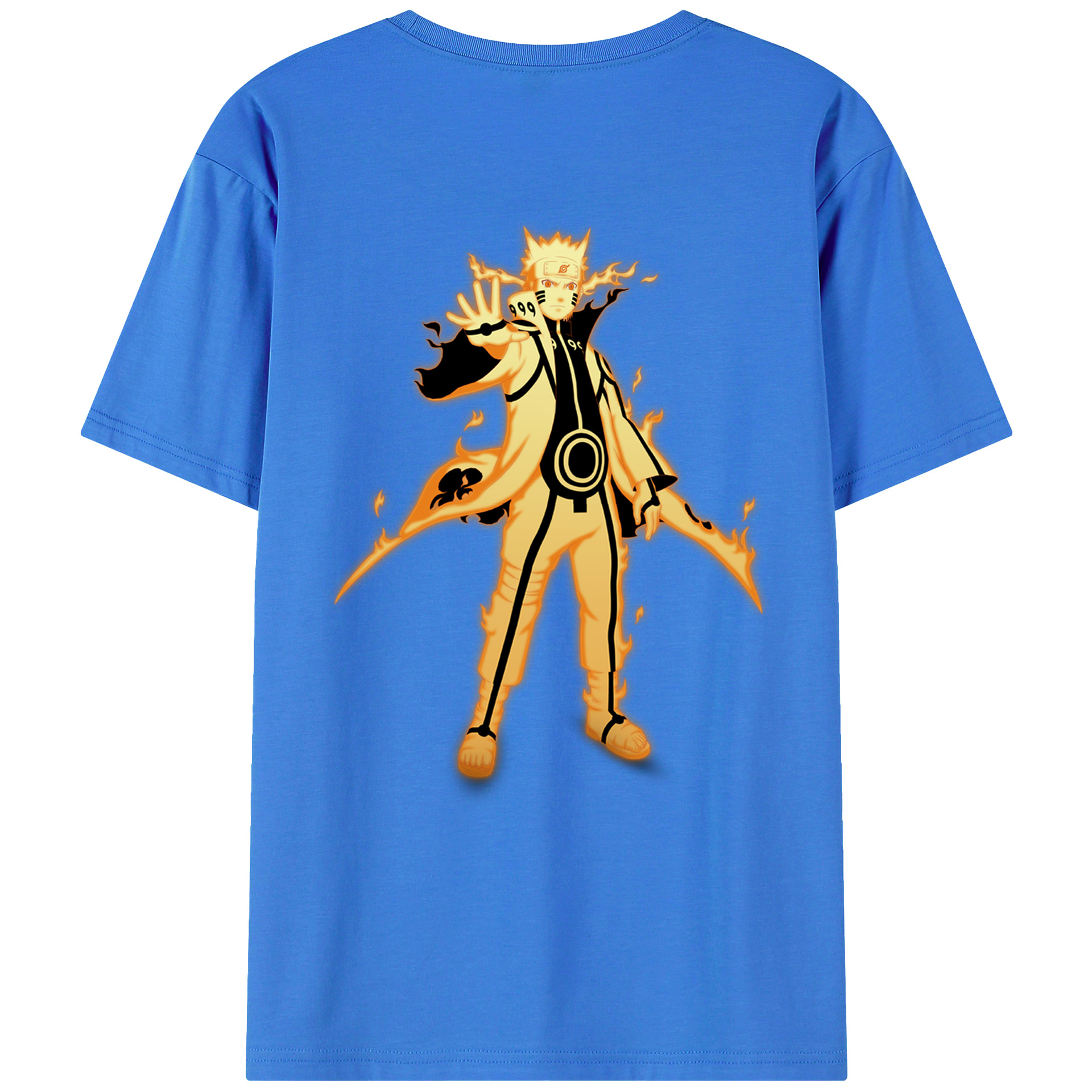 （画像用） NARUTO -ナルト- うずまき ナルト Uzumaki Naruto 綿100％ メンズ半袖Tシャツ（バックプリント） 通気性