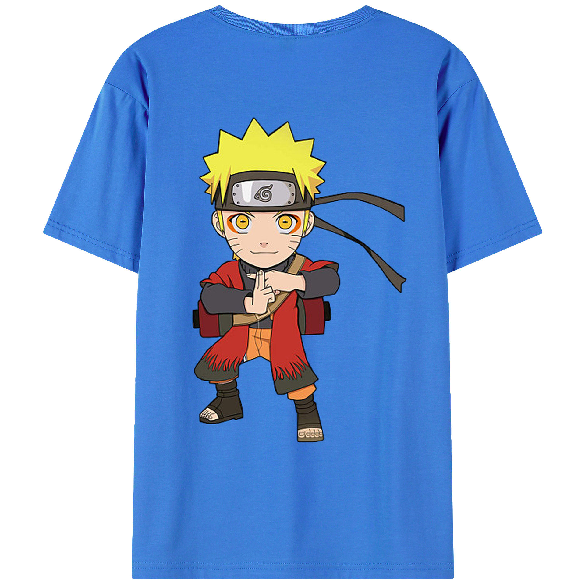 （画像用） NARUTO -ナルト- うずまき ナルト Uzumaki Naruto 綿100％ メンズ半袖Tシャツ（バックプリント） 通気性