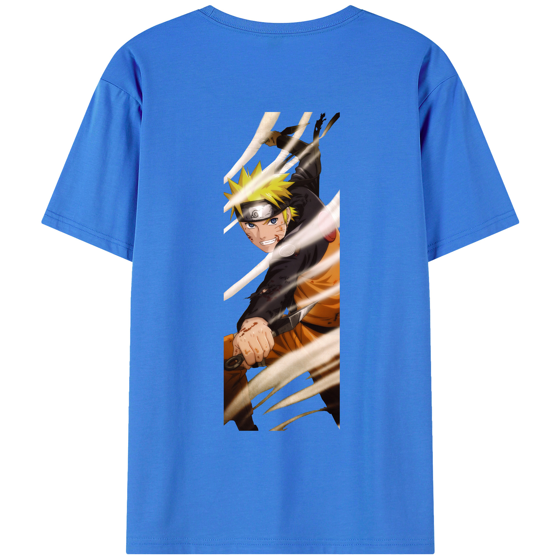（画像用） NARUTO -ナルト- うずまき ナルト Uzumaki Naruto 綿100％ メンズ半袖Tシャツ（バックプリント） 通気性