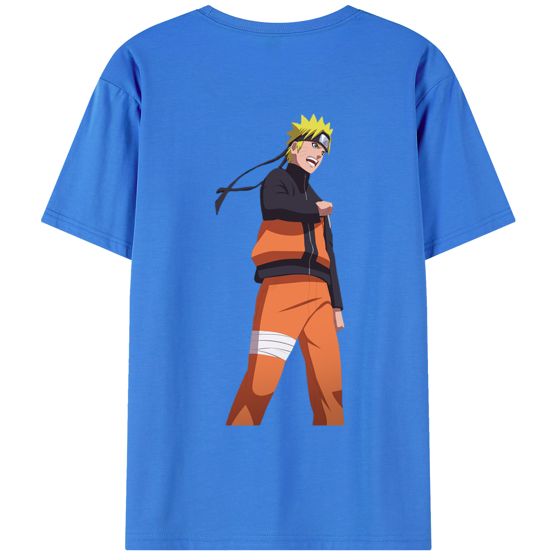（画像用） NARUTO -ナルト- うずまき ナルト Uzumaki Naruto 綿100％ メンズ半袖Tシャツ（バックプリント） 通気性