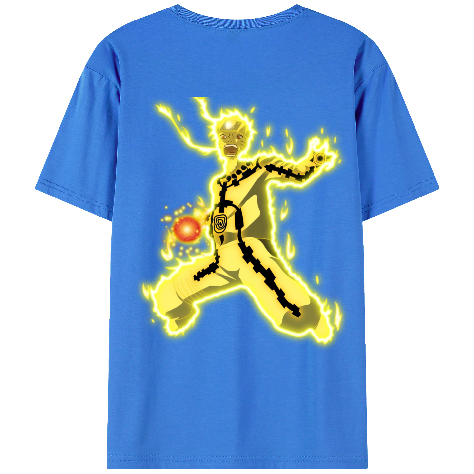 （画像用） NARUTO -ナルト- うずまき ナルト Uzumaki Naruto 綿100％ メンズ半袖Tシャツ（バックプリント） 通気性