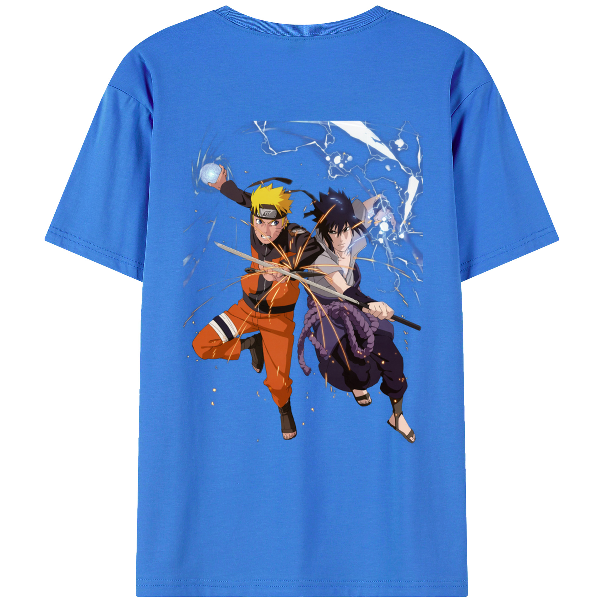 （画像用） NARUTO -ナルト- うずまき ナルト Uzumaki Naruto 綿100％ メンズ半袖Tシャツ（バックプリント） 通気性