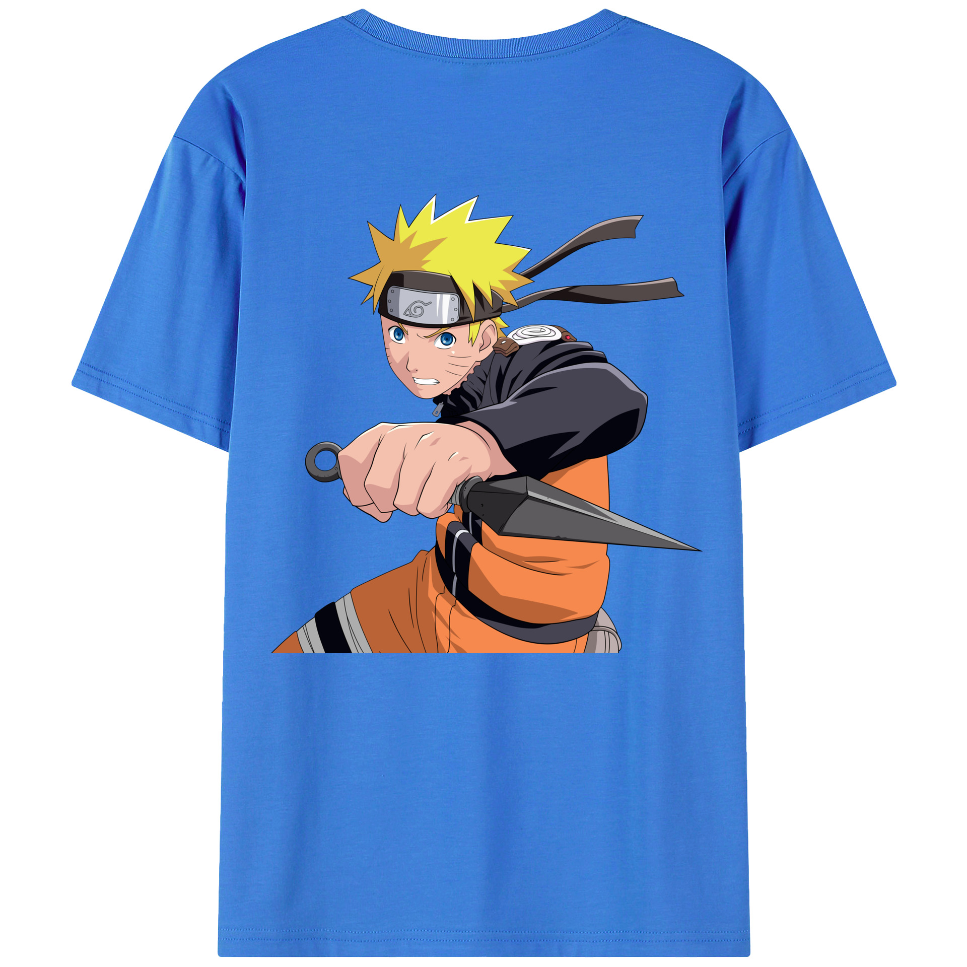 （画像用） NARUTO -ナルト- うずまき ナルト Uzumaki Naruto 綿100％ メンズ半袖Tシャツ（バックプリント） 通気性