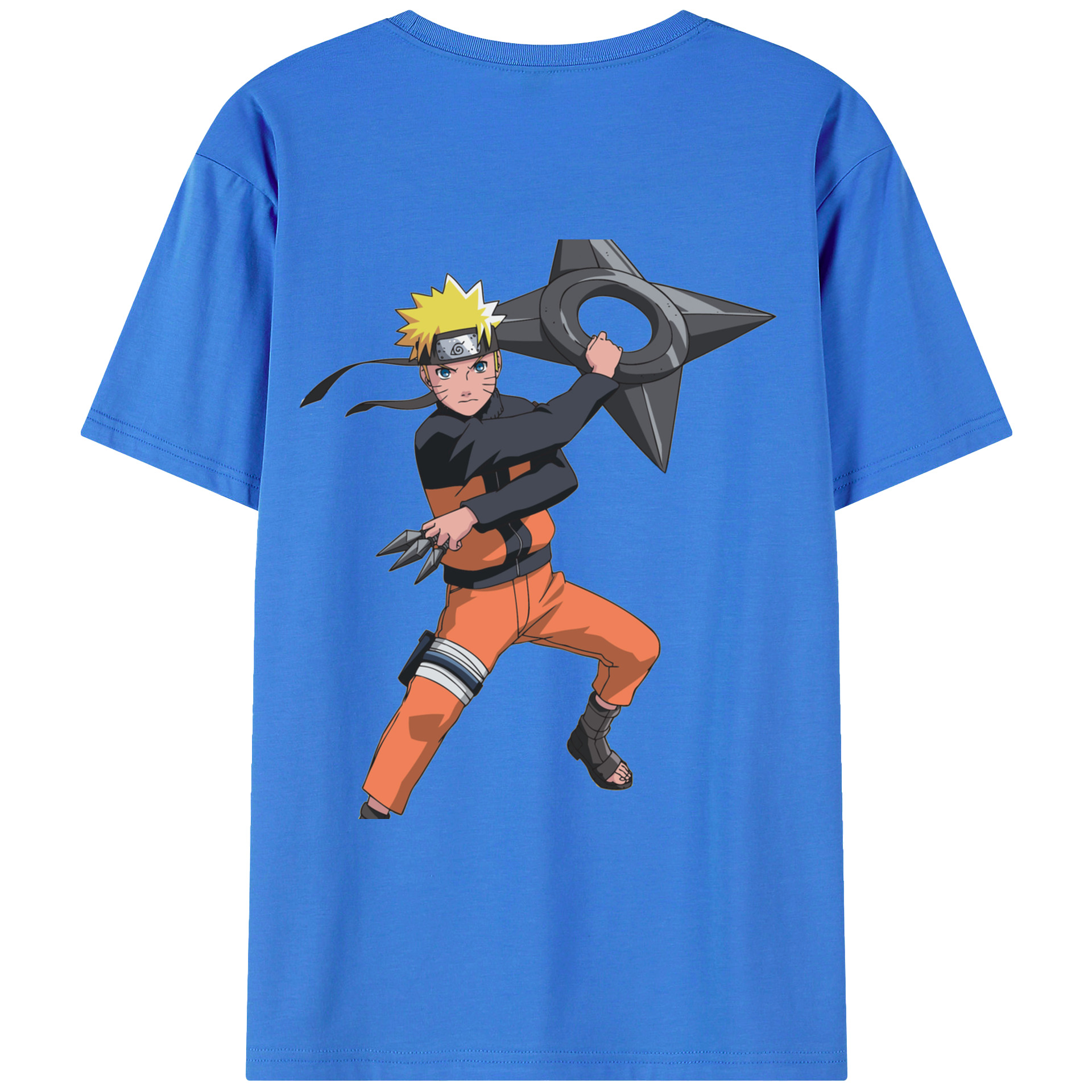 （画像用） NARUTO -ナルト- うずまき ナルト Uzumaki Naruto 綿100％ メンズ半袖Tシャツ（バックプリント） 通気性