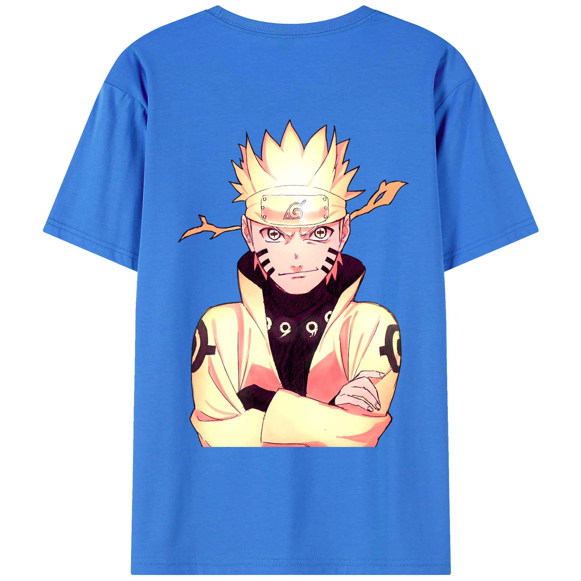 （画像用） NARUTO -ナルト- うずまき ナルト Uzumaki Naruto 綿100％ メンズ半袖Tシャツ（バックプリント） 通気性