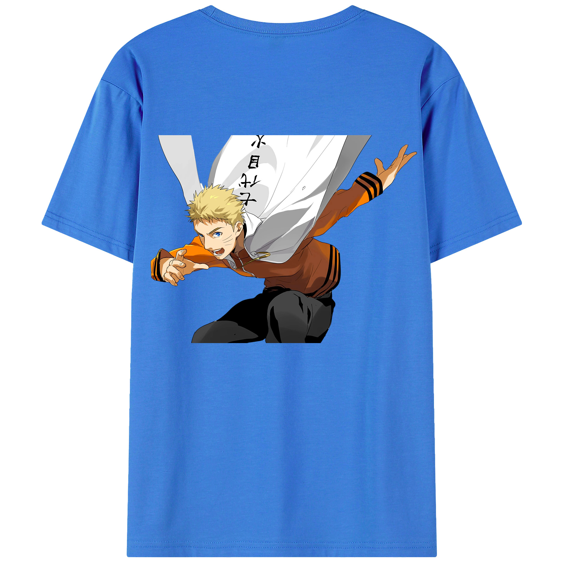 （画像用） NARUTO -ナルト- うずまき ナルト Uzumaki Naruto 綿100％ メンズ半袖Tシャツ（バックプリント） 通気性