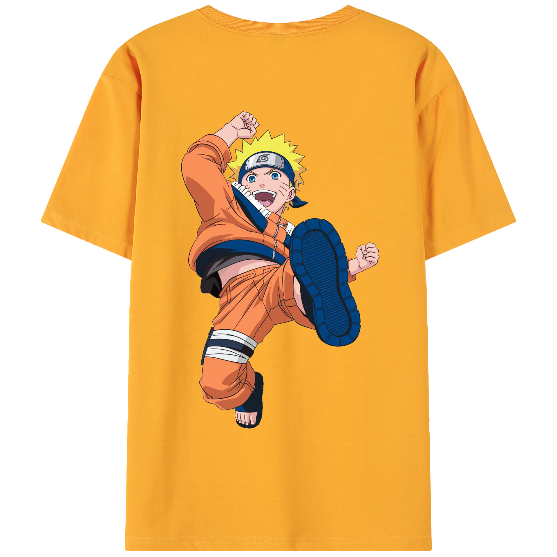 （画像用） NARUTO -ナルト- うずまき ナルト Uzumaki Naruto 綿100％ メンズ半袖Tシャツ（バックプリント） 通気性