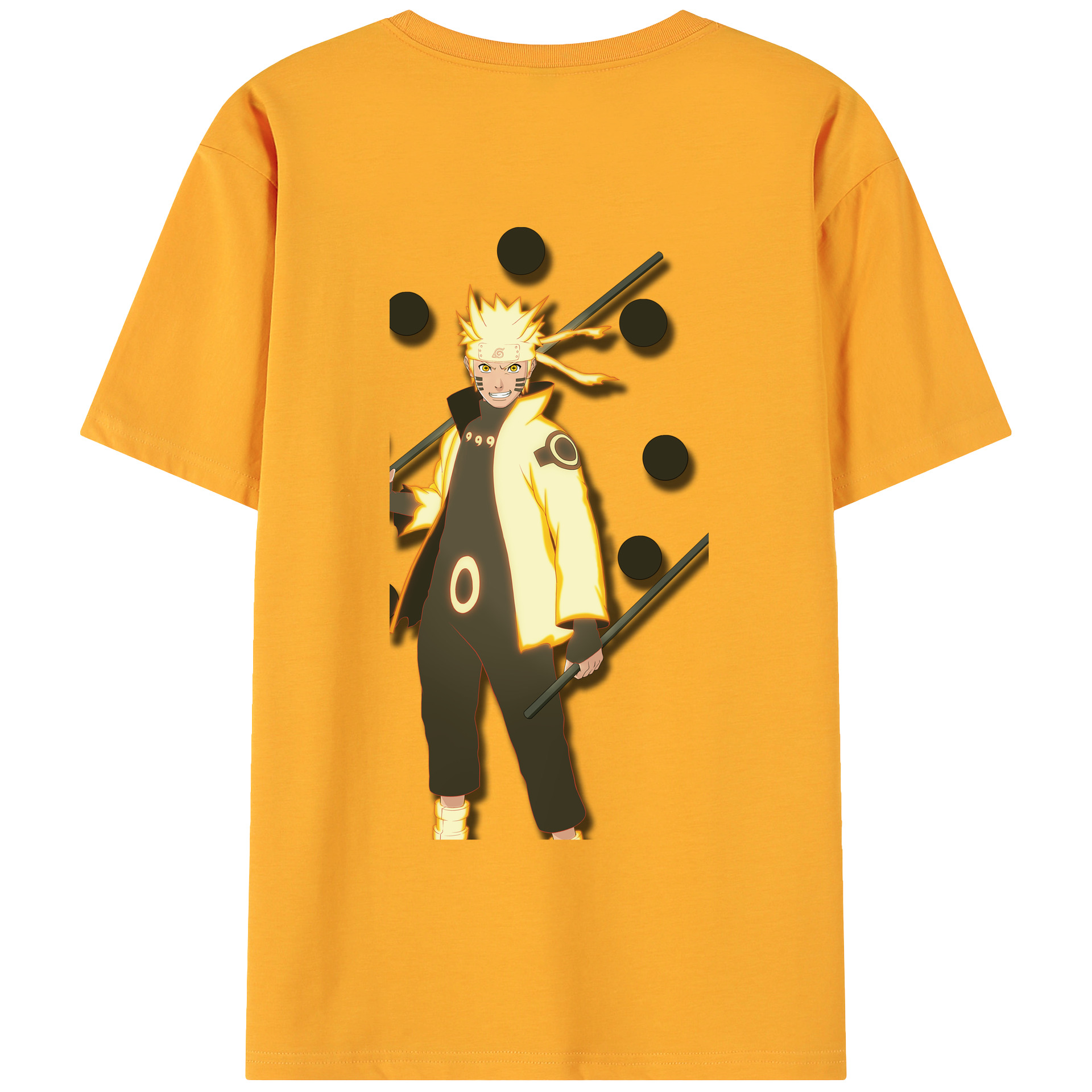 （画像用） NARUTO -ナルト- うずまき ナルト Uzumaki Naruto 綿100％ メンズ半袖Tシャツ（バックプリント） 通気性