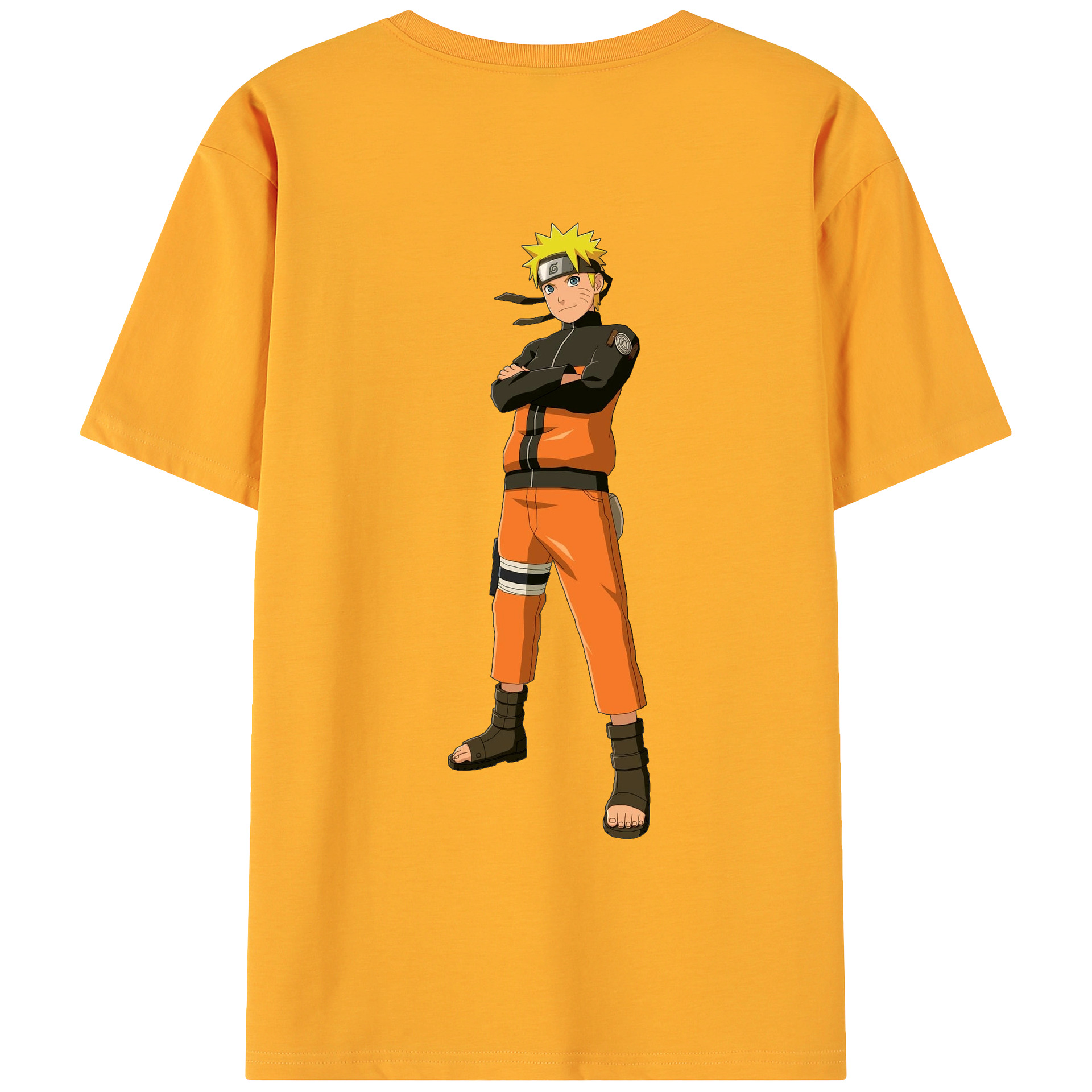 （画像用） NARUTO -ナルト- うずまき ナルト Uzumaki Naruto 綿100％ メンズ半袖Tシャツ（バックプリント） 通気性