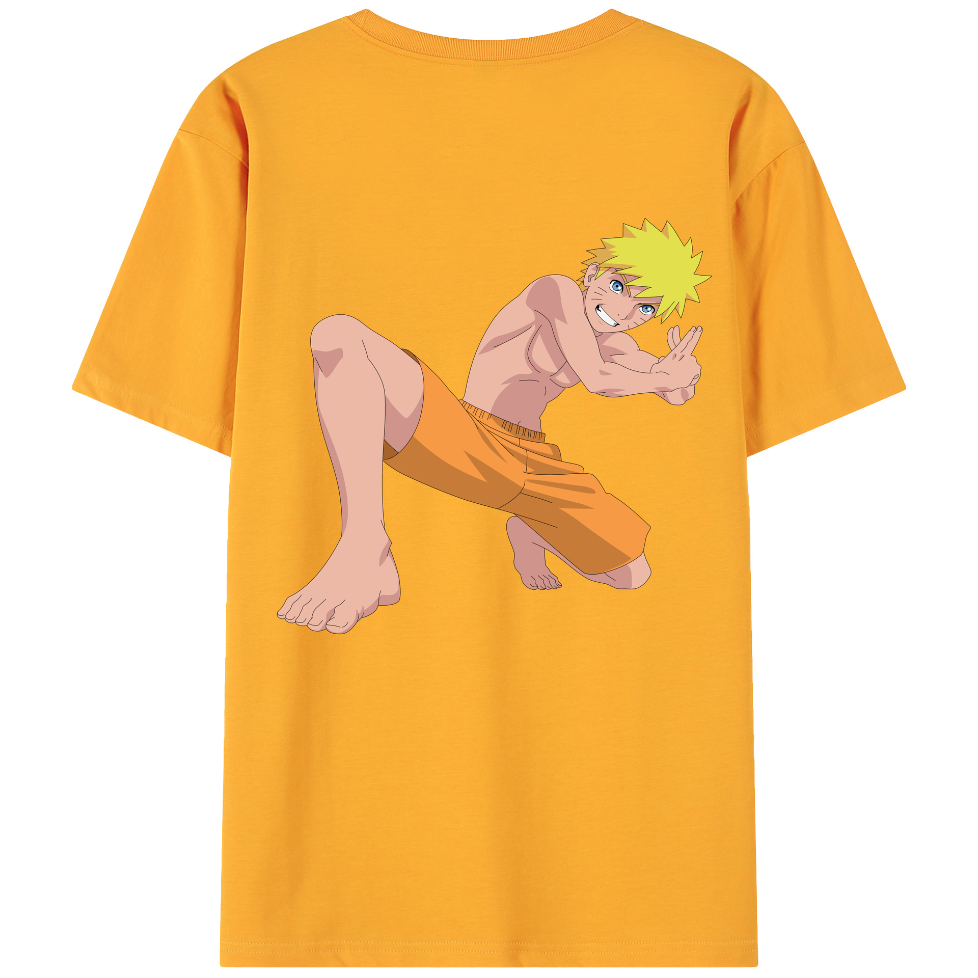 （画像用） NARUTO -ナルト- うずまき ナルト Uzumaki Naruto 綿100％ メンズ半袖Tシャツ（バックプリント） 通気性